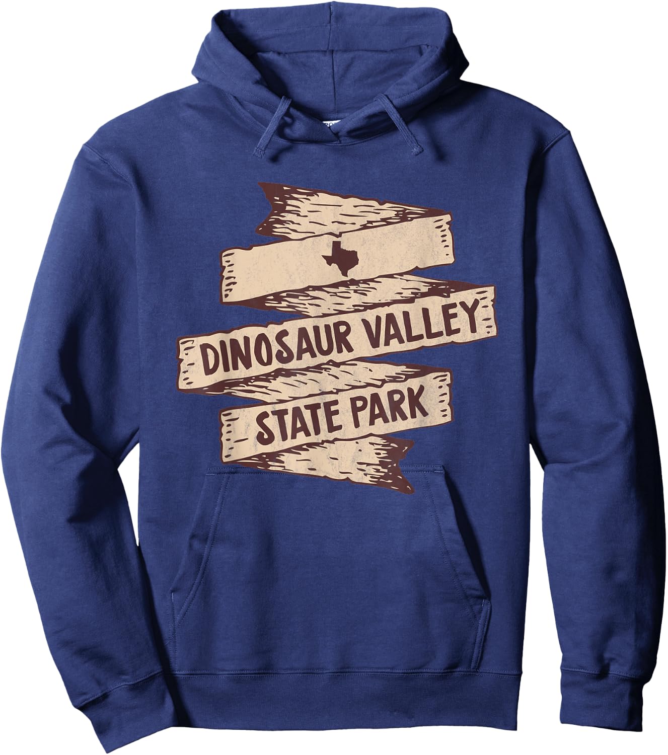 I Love Dinosaur Valley State Park Texas TX Wooden Sign Hoodie - Hoodie | Navy