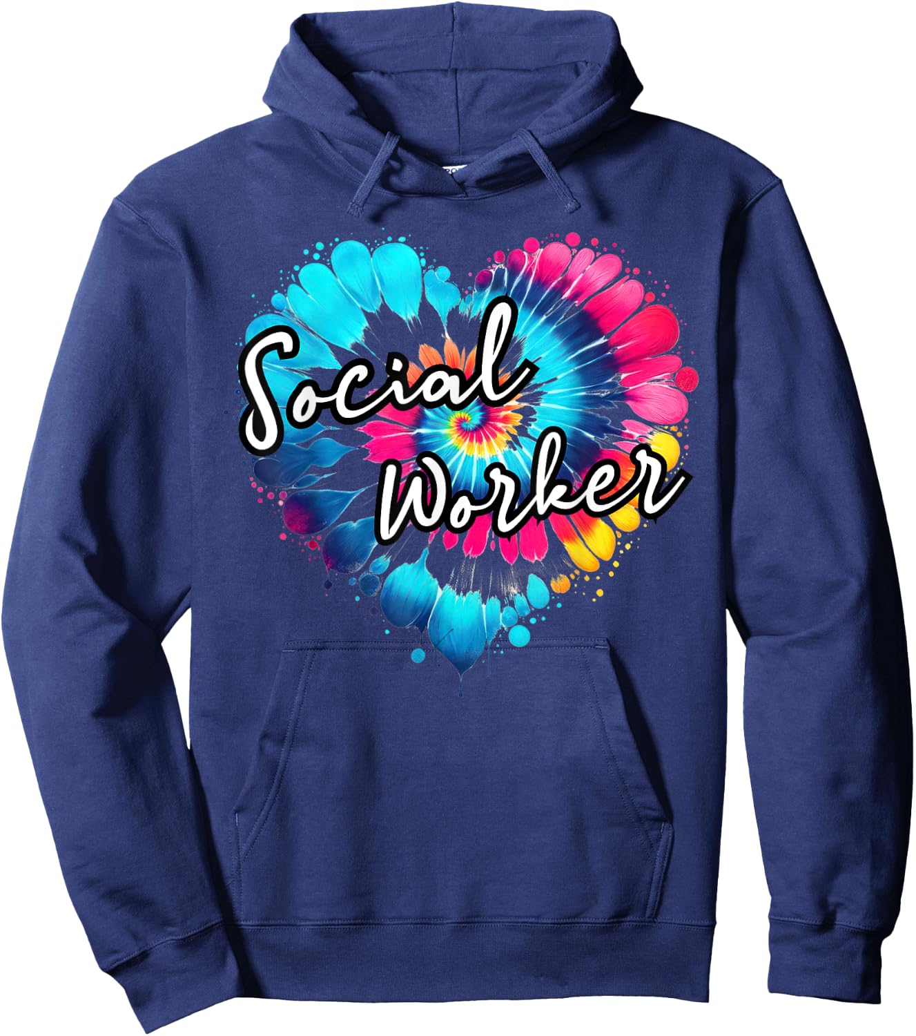 Social Work Month Tie dye a heart Child Family Social Worker Hoodie - Hoodie | Navy
