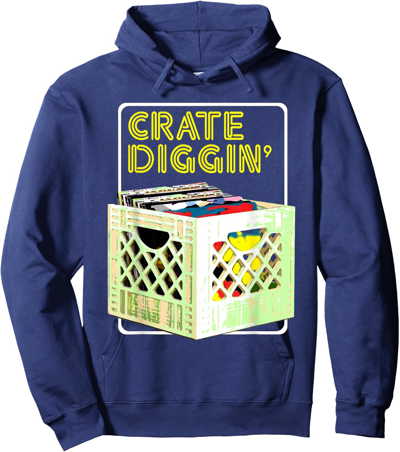 Old School DJ Hip Hop Retro Vinyl Collector Vintage Graphic Hoodie - Hoodie | Navy