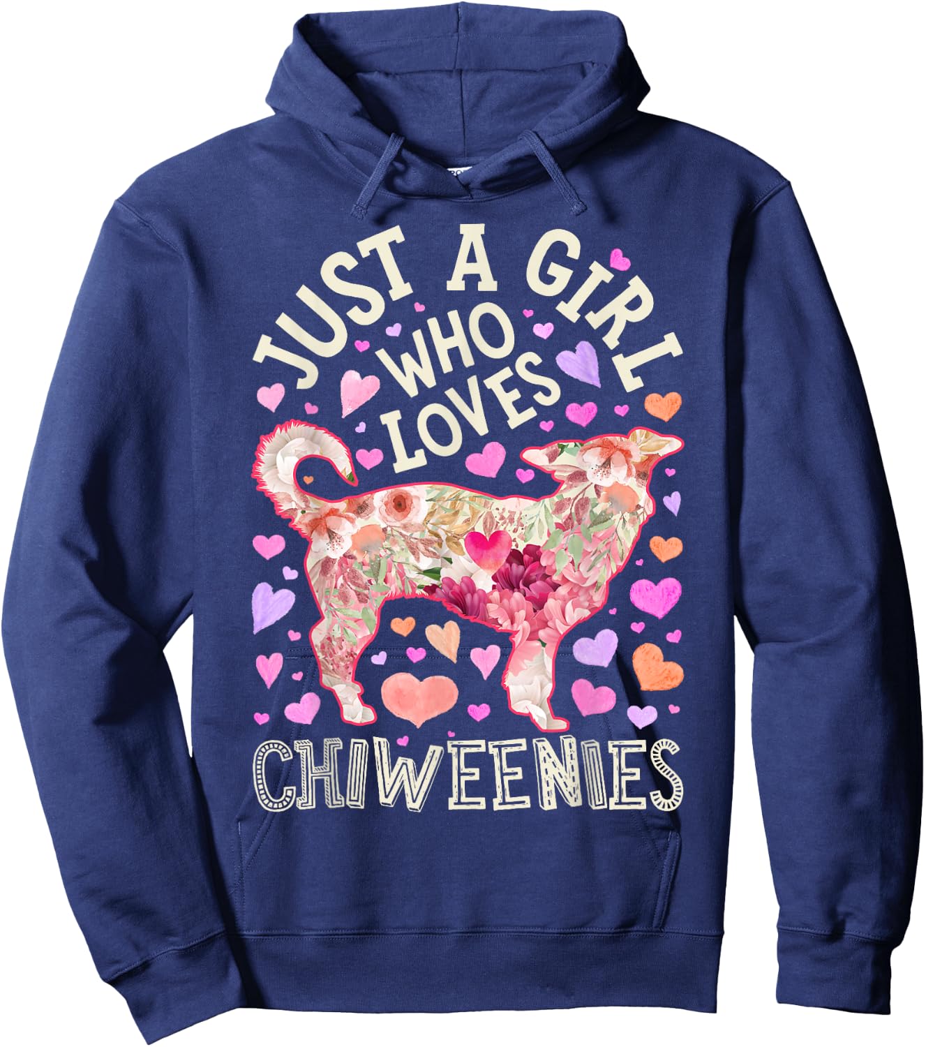 Chiweenie Just A Girl Who Loves Chiweenies Dog Flower Floral Hoodie - Hoodie | Navy