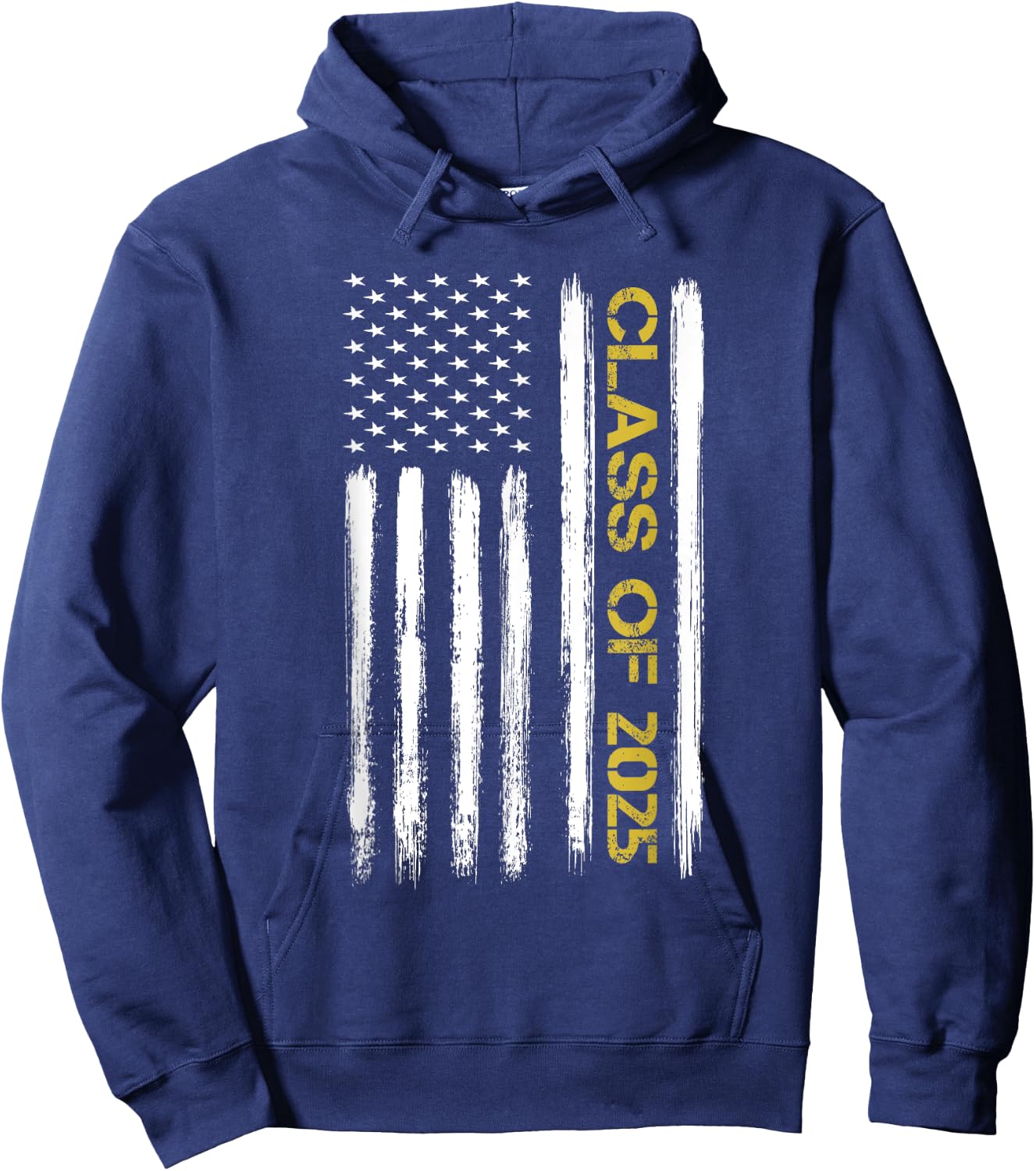 Class of 2025 Senior Patriotic American Flag Graduation Gift Hoodie - Hoodie | Navy