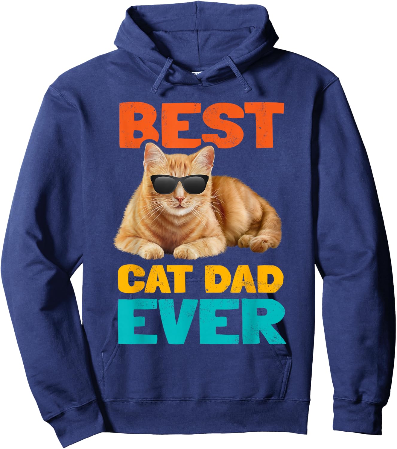 Best Cat Dad Ever Funny Cat Owner Tabby Birthday Fathers Day Hoodie - Hoodie | Navy
