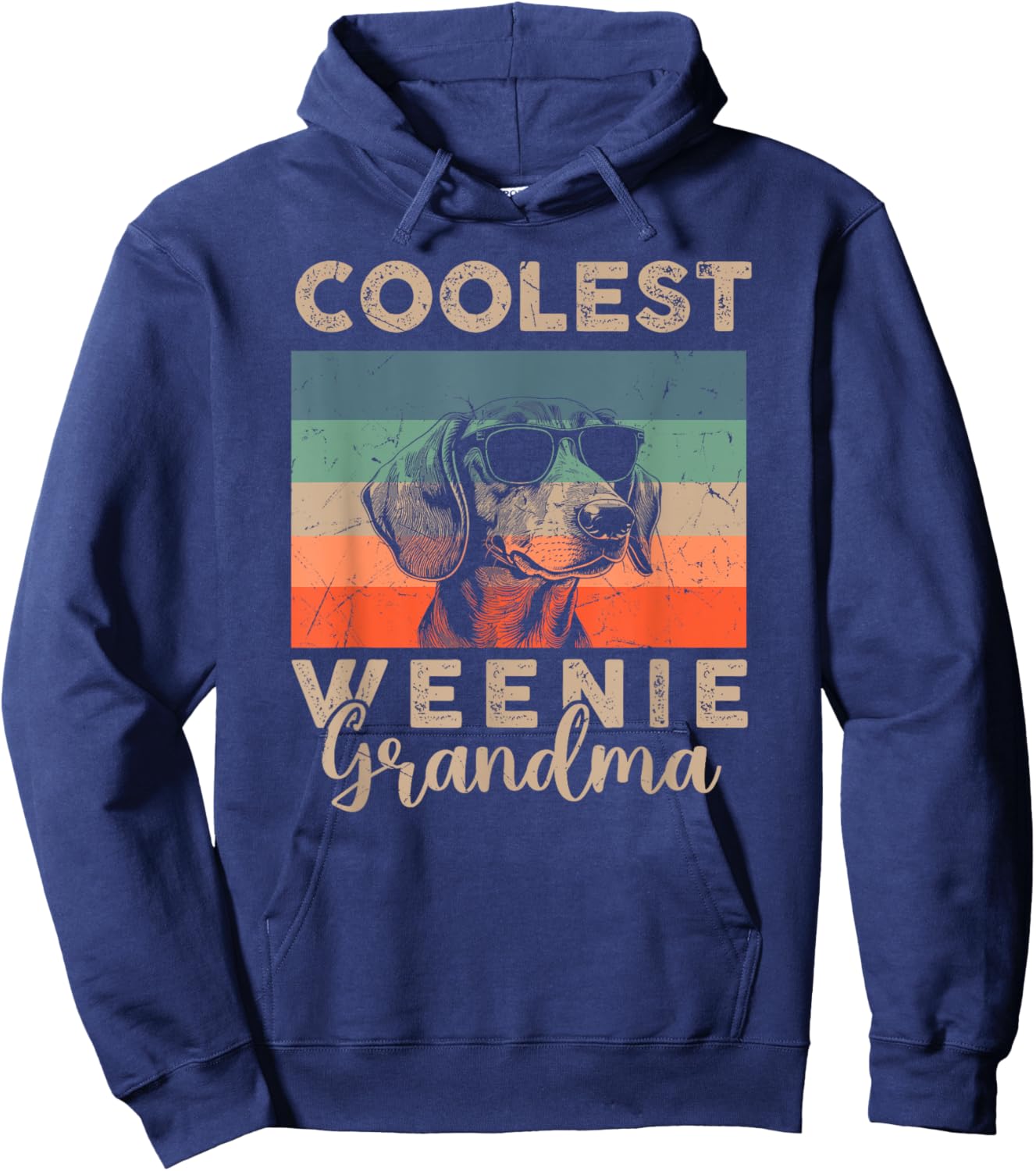 Vintage Weenie Coolest Grandma Gifts Funny Dog Pet Hoodie - Hoodie | Navy