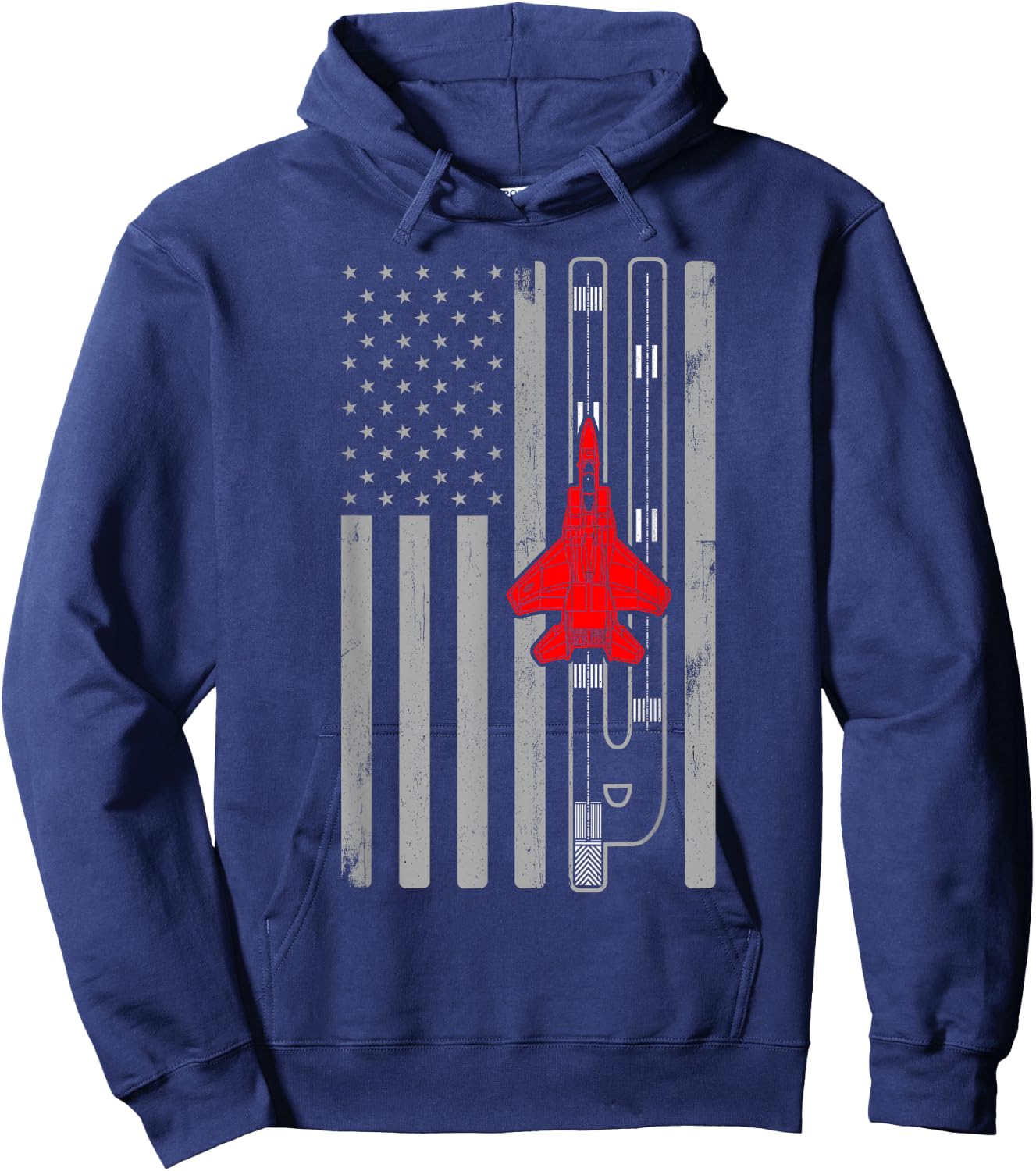 F-15 Eagle Fighter Jet Plane American Flag F15 Hoodie - Hoodie | Navy