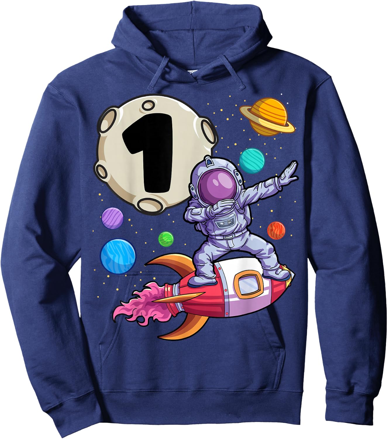 Dabbing Astronaut 1 Yr Old Birthday Boy Space 1st Birthday Hoodie - Hoodie | Navy