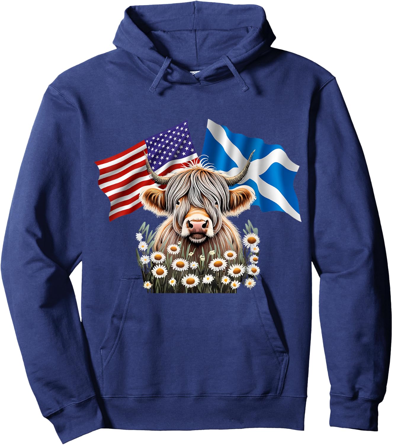 American with Scottish Roots Scotland American Highland Cow Hoodie - Hoodie | Navy