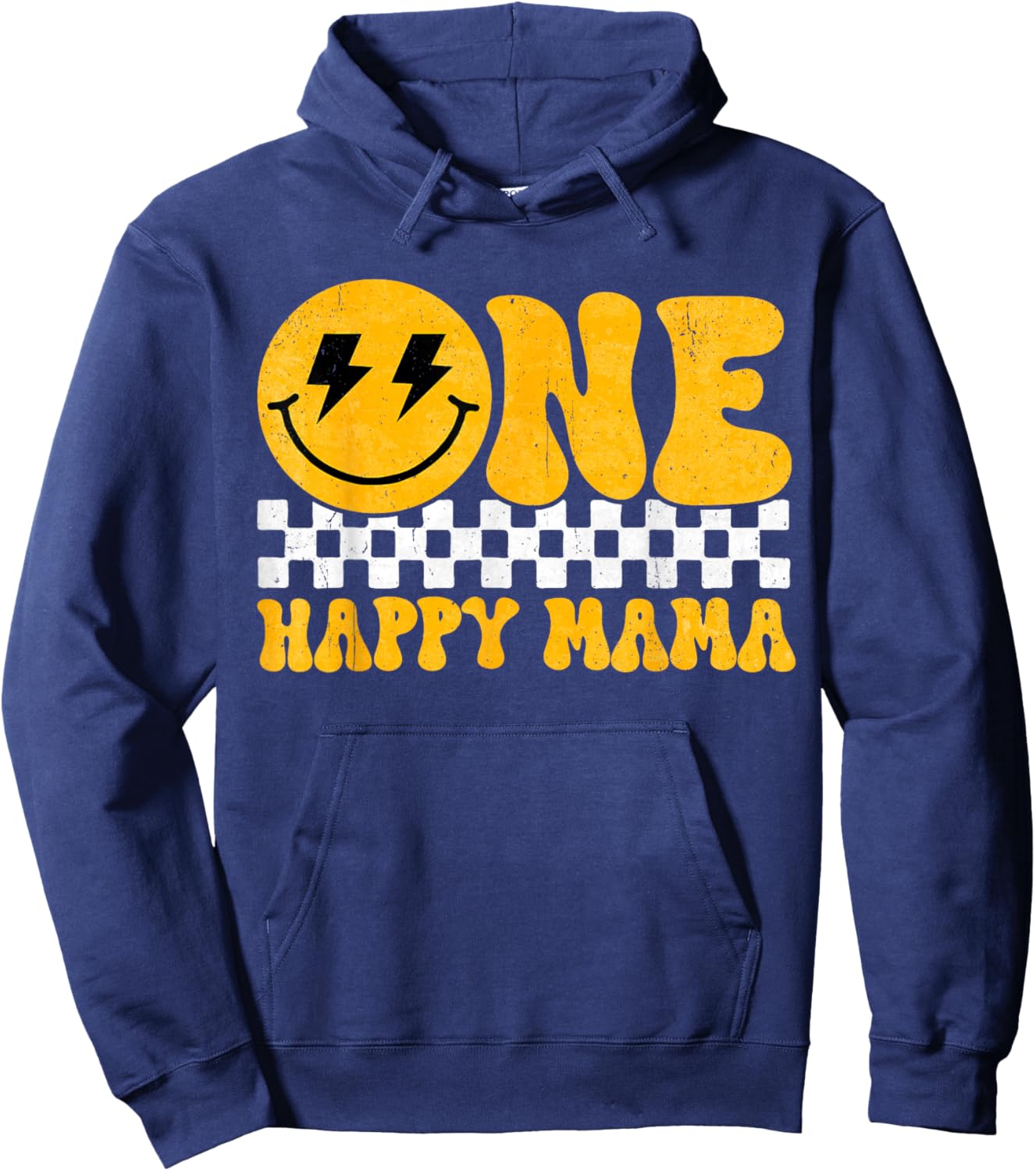 One Mama, Happy 1st Birthday, Groovy Smile, 1 Year Old Women Hoodie - Hoodie | Navy