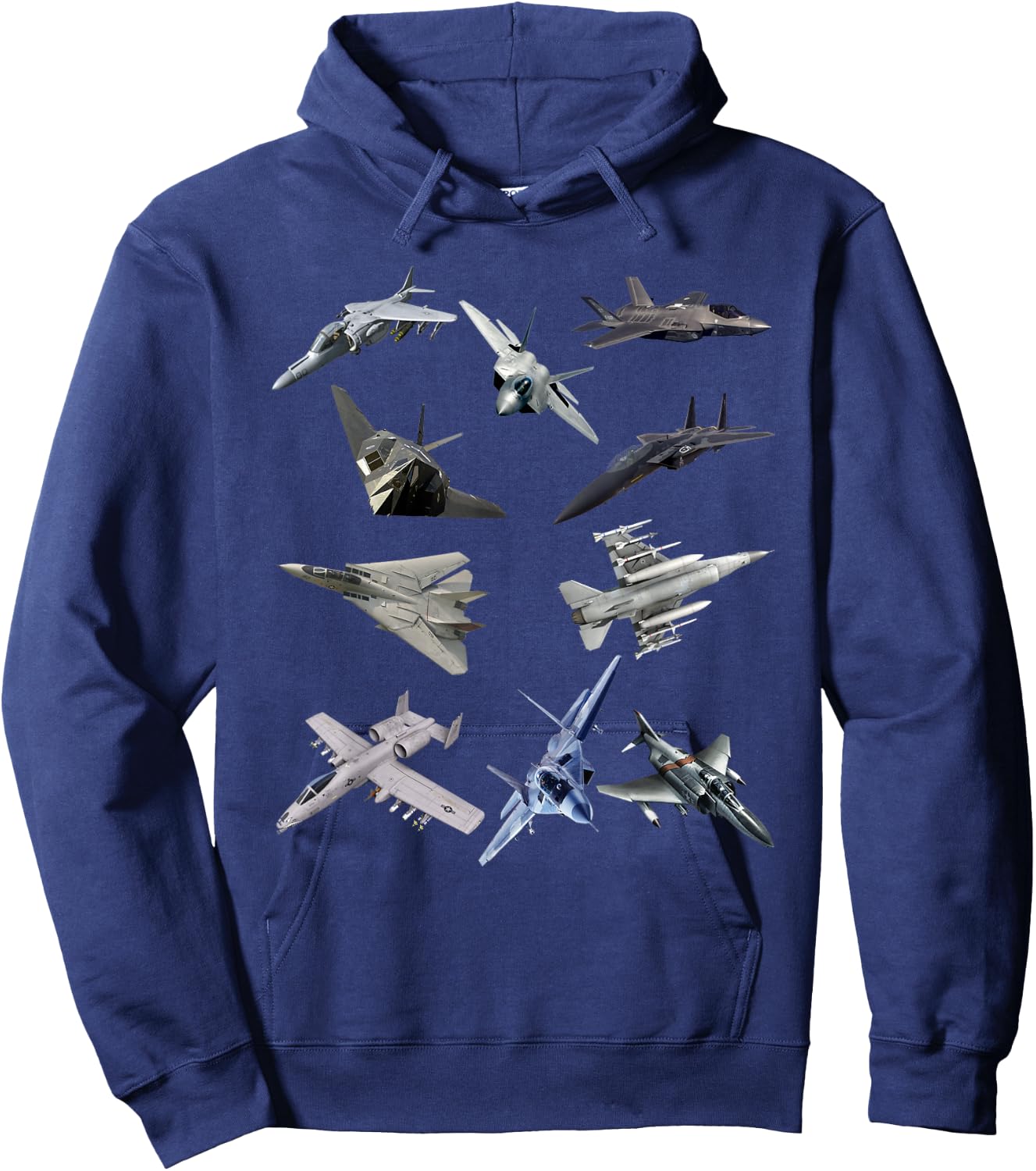 F22 Raptor F18 Hornet F4 Tomcat F35 F15 F16 F117 A10 F4 Hoodie - Hoodie | Navy