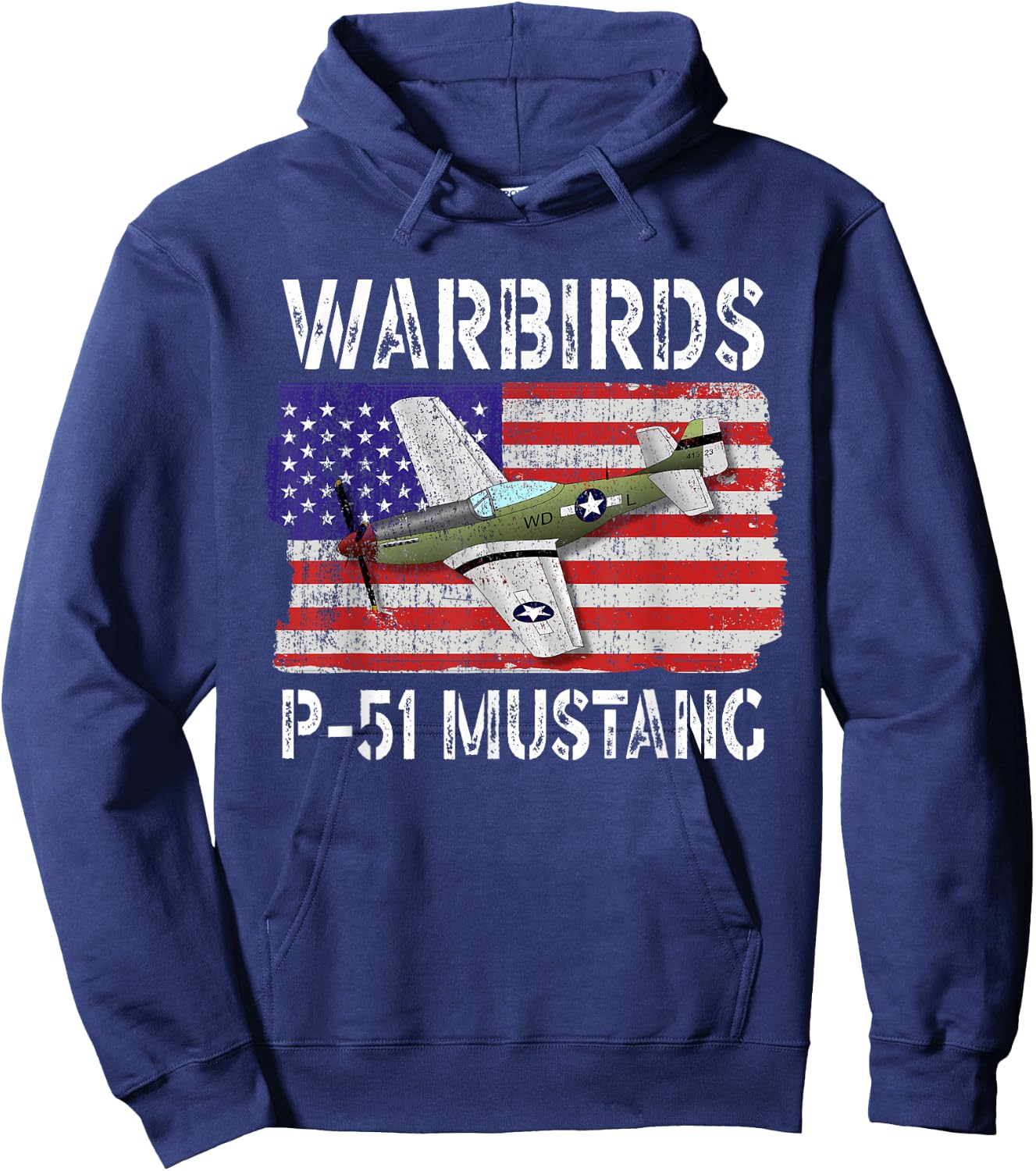 WW2 Warbird P51 Mustang American Airplane Boys Girls Kids Hoodie - Hoodie | Navy