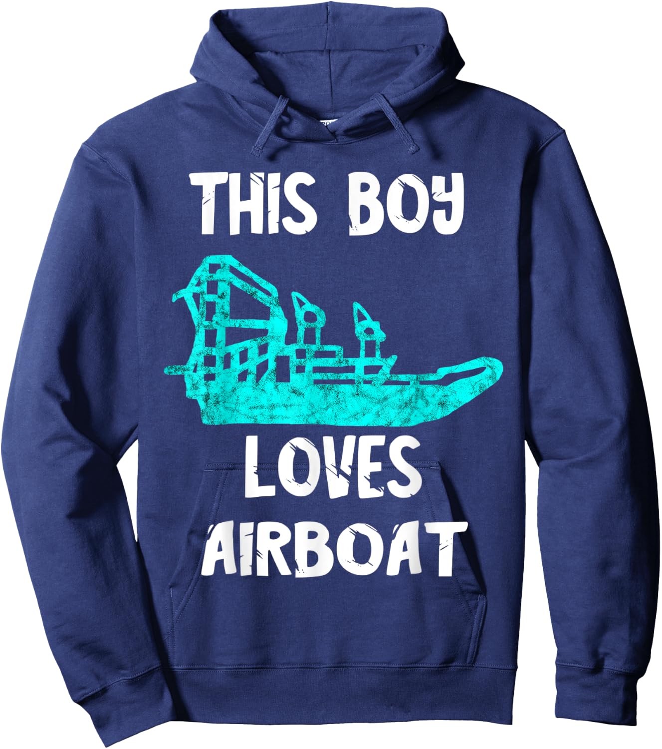 This Boy Loves Airboat Driving Swamp Hydroplane Fanboat Hoodie - Hoodie | Navy
