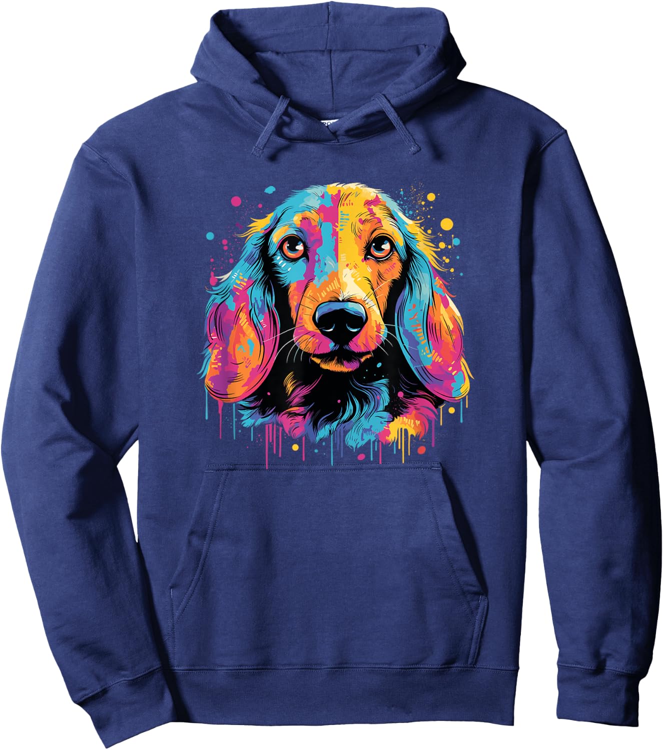 Arthog Dachshund Dog Art Design - Black, Small, Short Sleeve, Classic Fit, Pull On, Machine Wash Hoodie - Hoodie | Navy