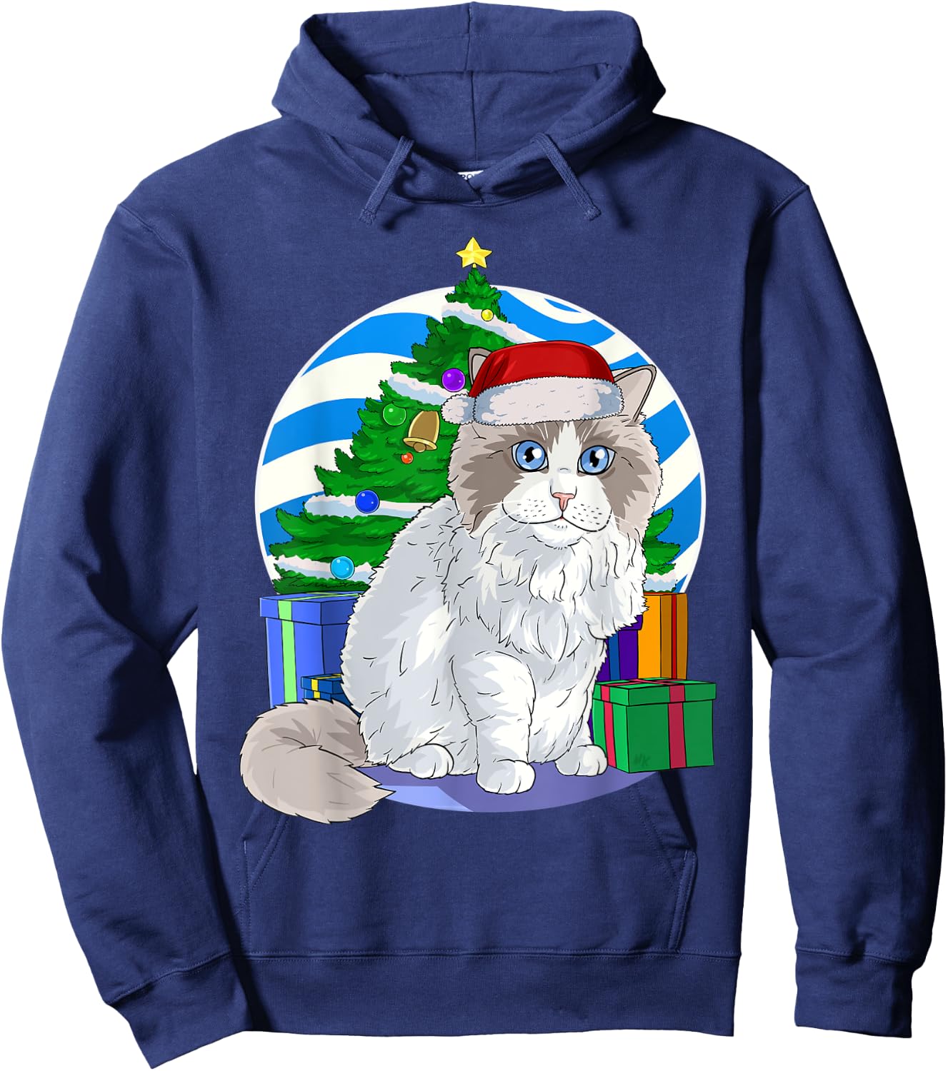 Ragdoll Cat Santa Christmas Tree Decor Hoodie - Hoodie | Navy
