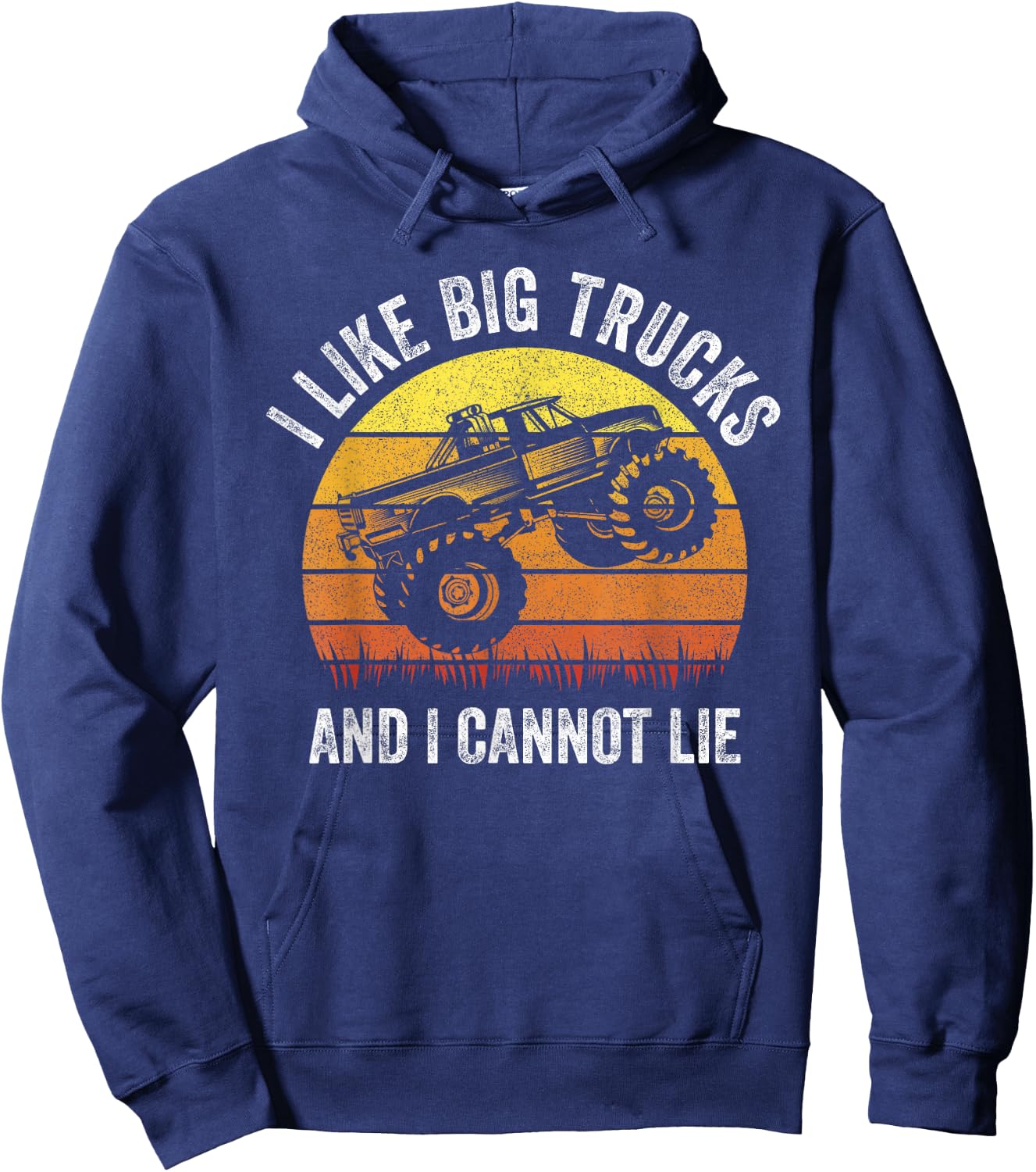 Retro I Like Big Trucks And I Cannot Lie Monstertruck Engine Hoodie - Hoodie | Navy