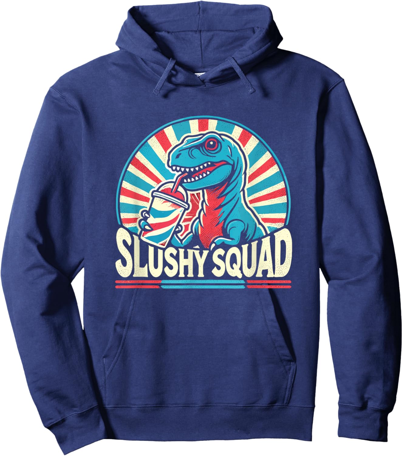 Slushy Squad T-Rex Retro Design Hoodie - Hoodie | Navy
