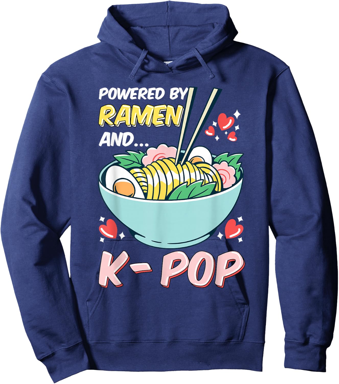 Powered By K-Pop and Ramen Hoodie - Hoodie | Navy