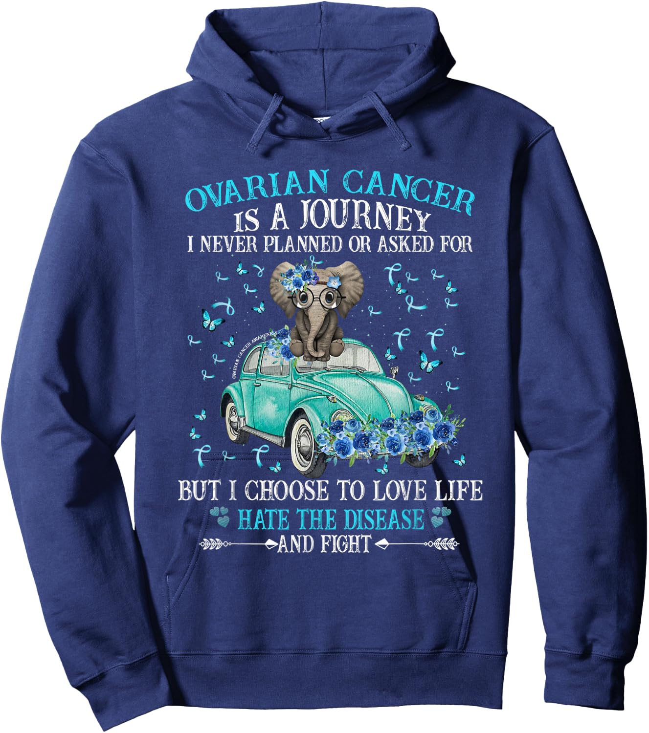 Elephant ovarian cancer, Ovarian awareness Hoodie - Hoodie | Navy