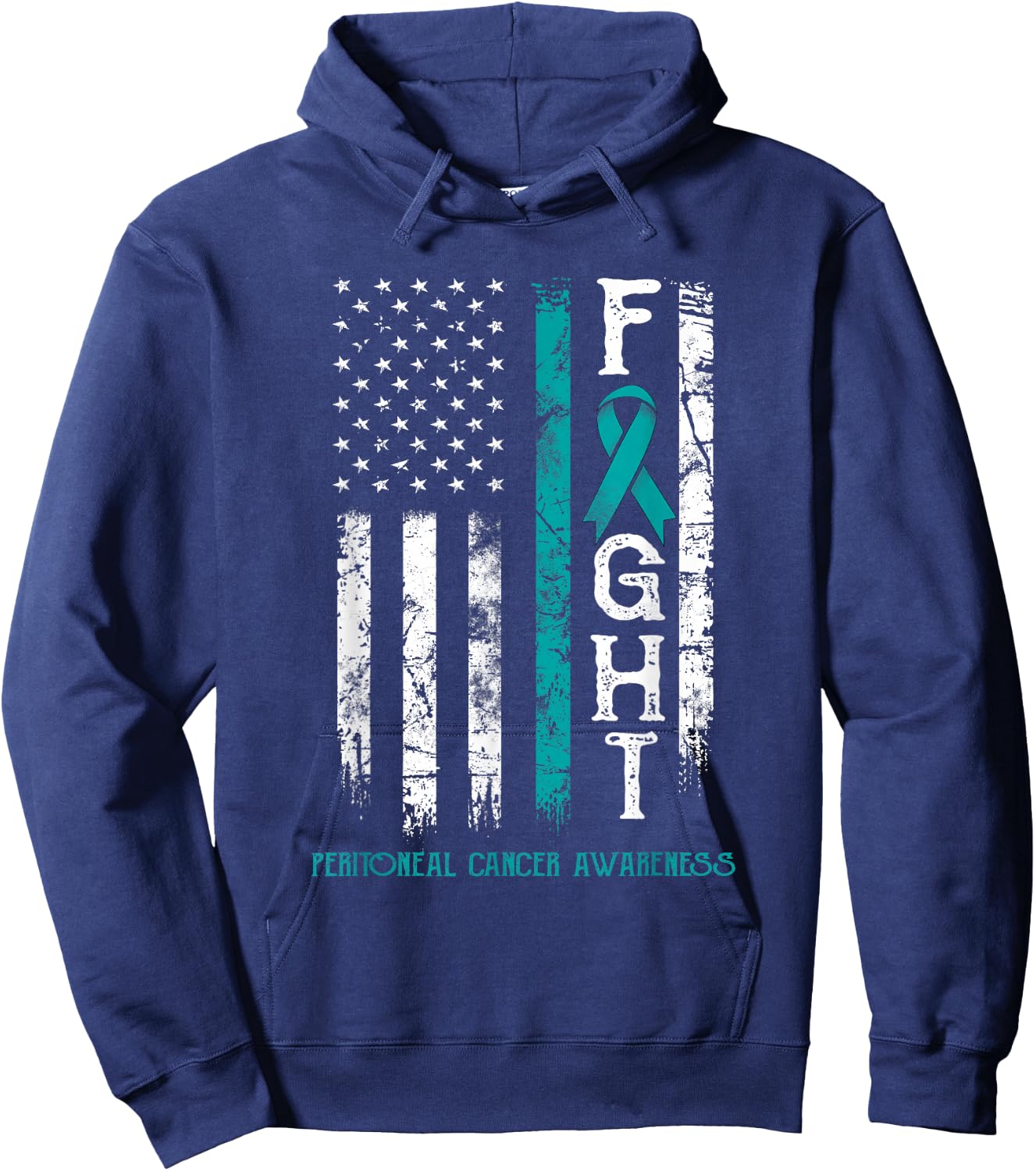 Peritoneal Cancer Warrior US Flag Hoodie - Hoodie | Navy
