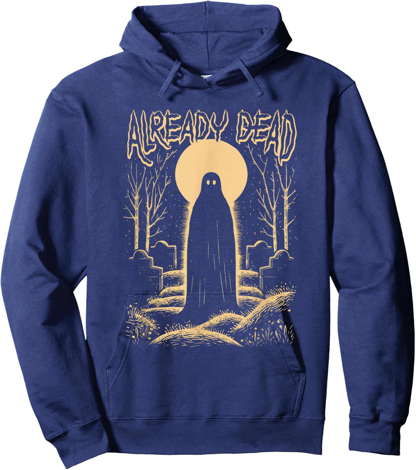 Last Gasp Graphics Already Dead Ghost In The Graveyard Haunts The Night Hoodie - Hoodie | Navy