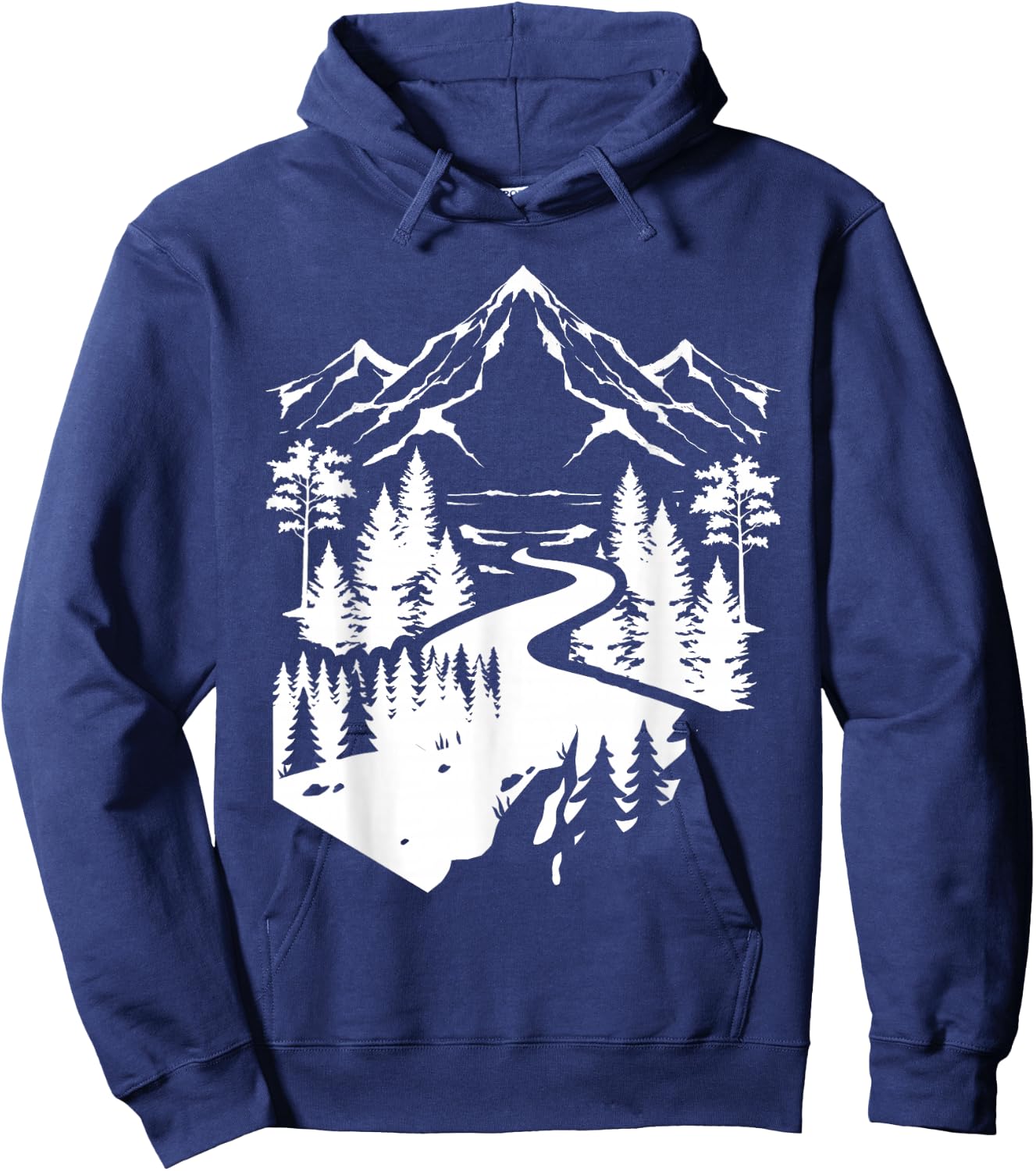 Outdoor Nature Mountain Hiker Forest Path Tree Hiking Hoodie - Hoodie | Navy