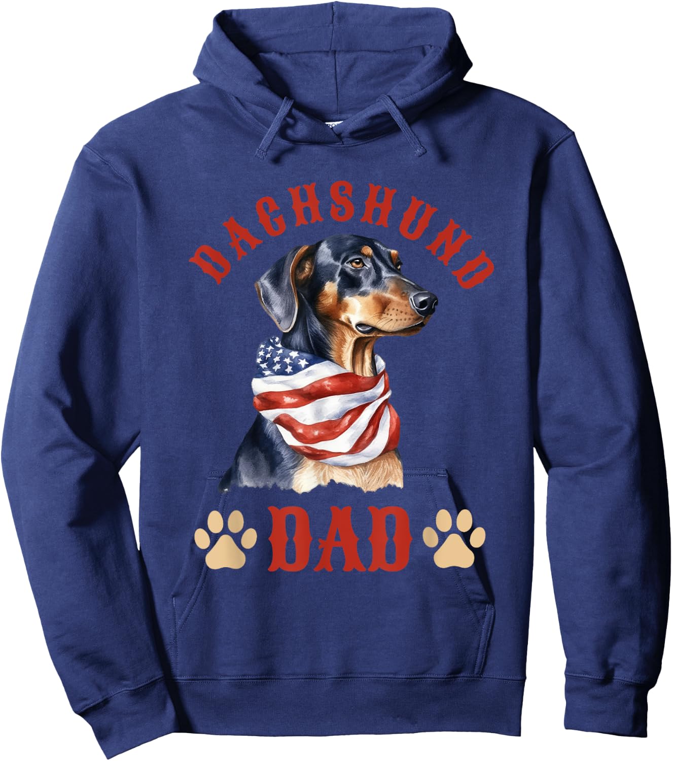 Dachshund Dad Dog Father's Day 4th of July Kids Men Hoodie - Hoodie | Navy