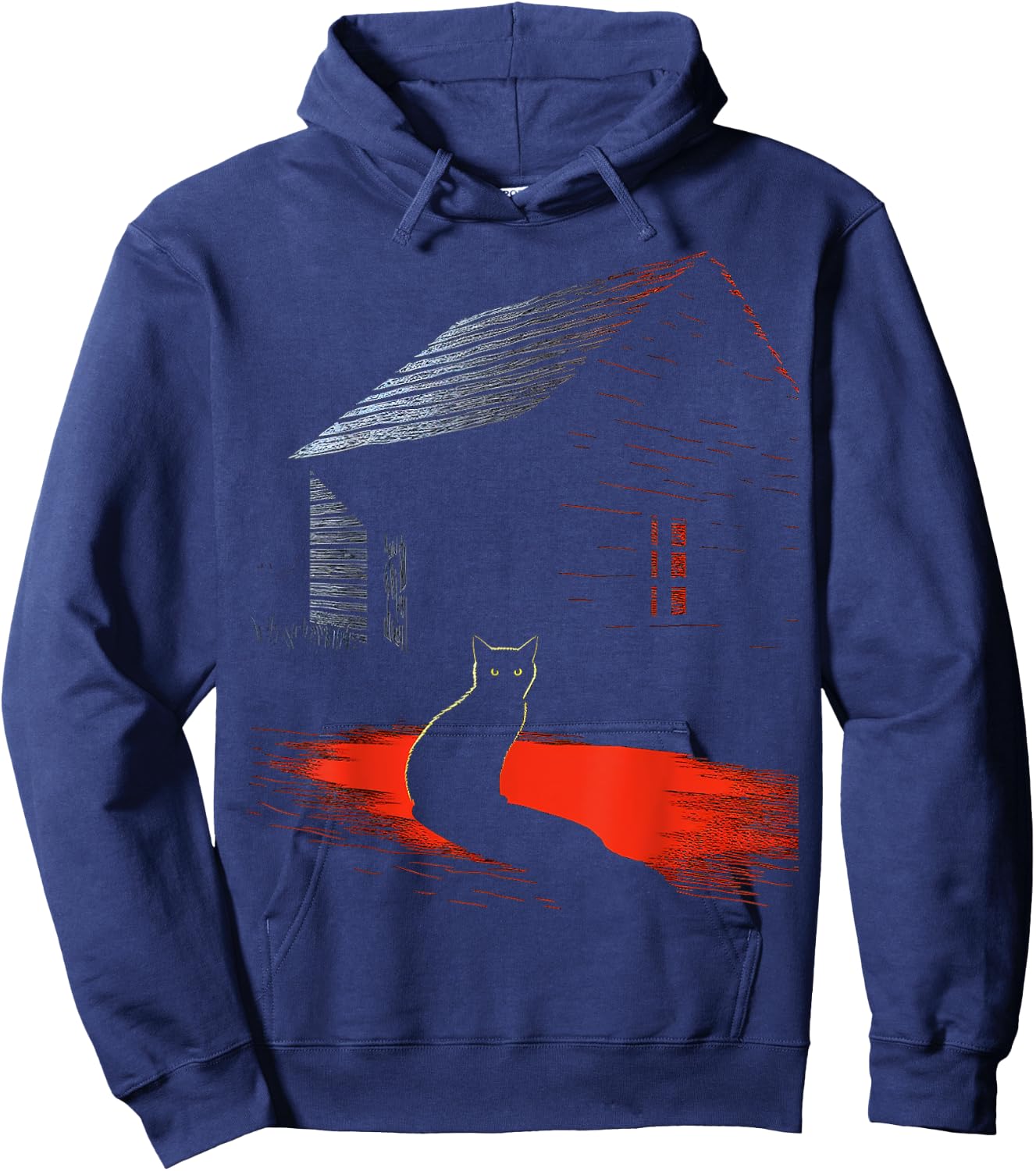 Cat Illustration Art Animal Graphic Motif Cat Women Kids Hoodie - Hoodie | Navy