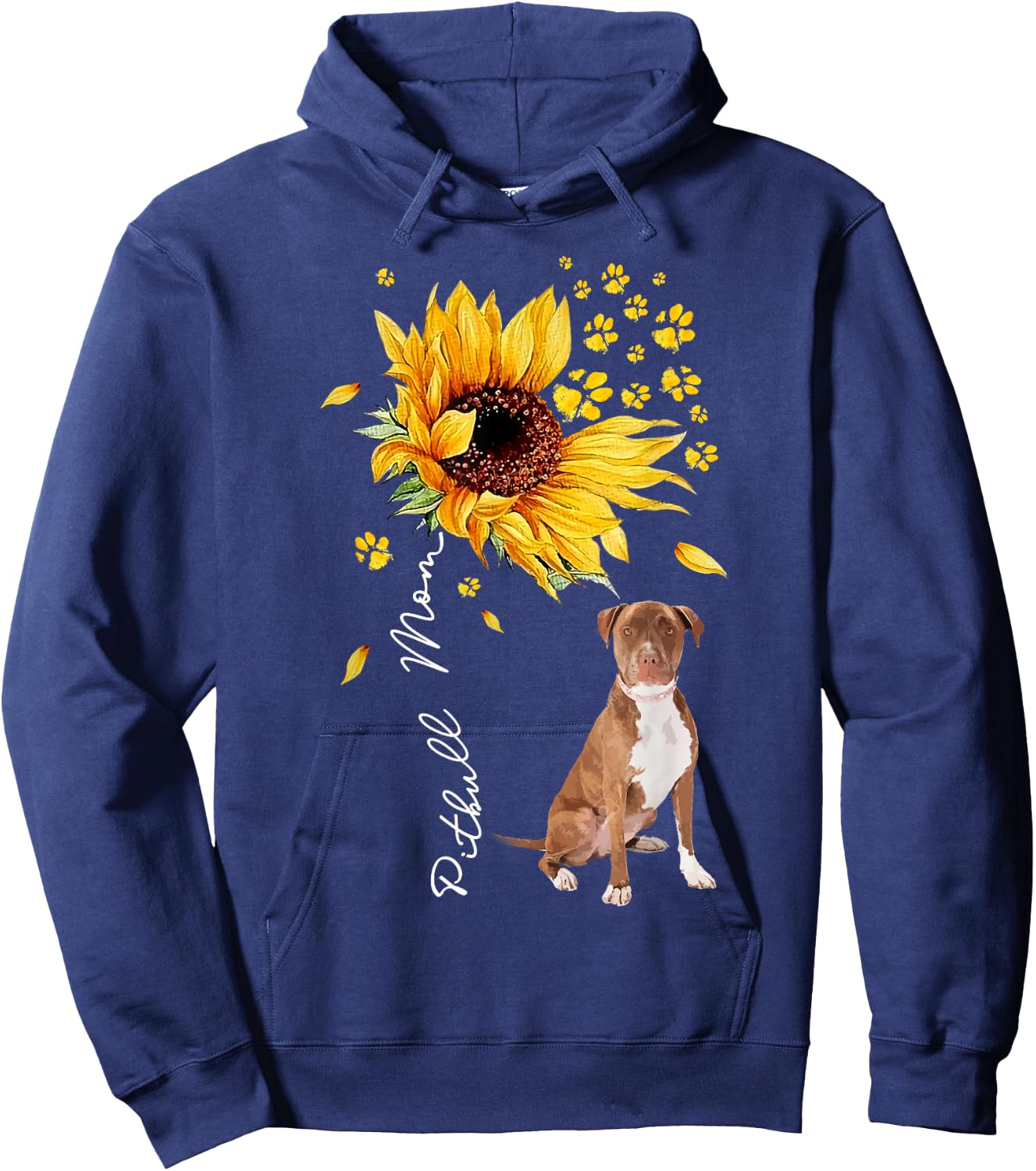 Sunflower Pitbull Mom Dog Lover Gifts Hoodie - Hoodie | Navy
