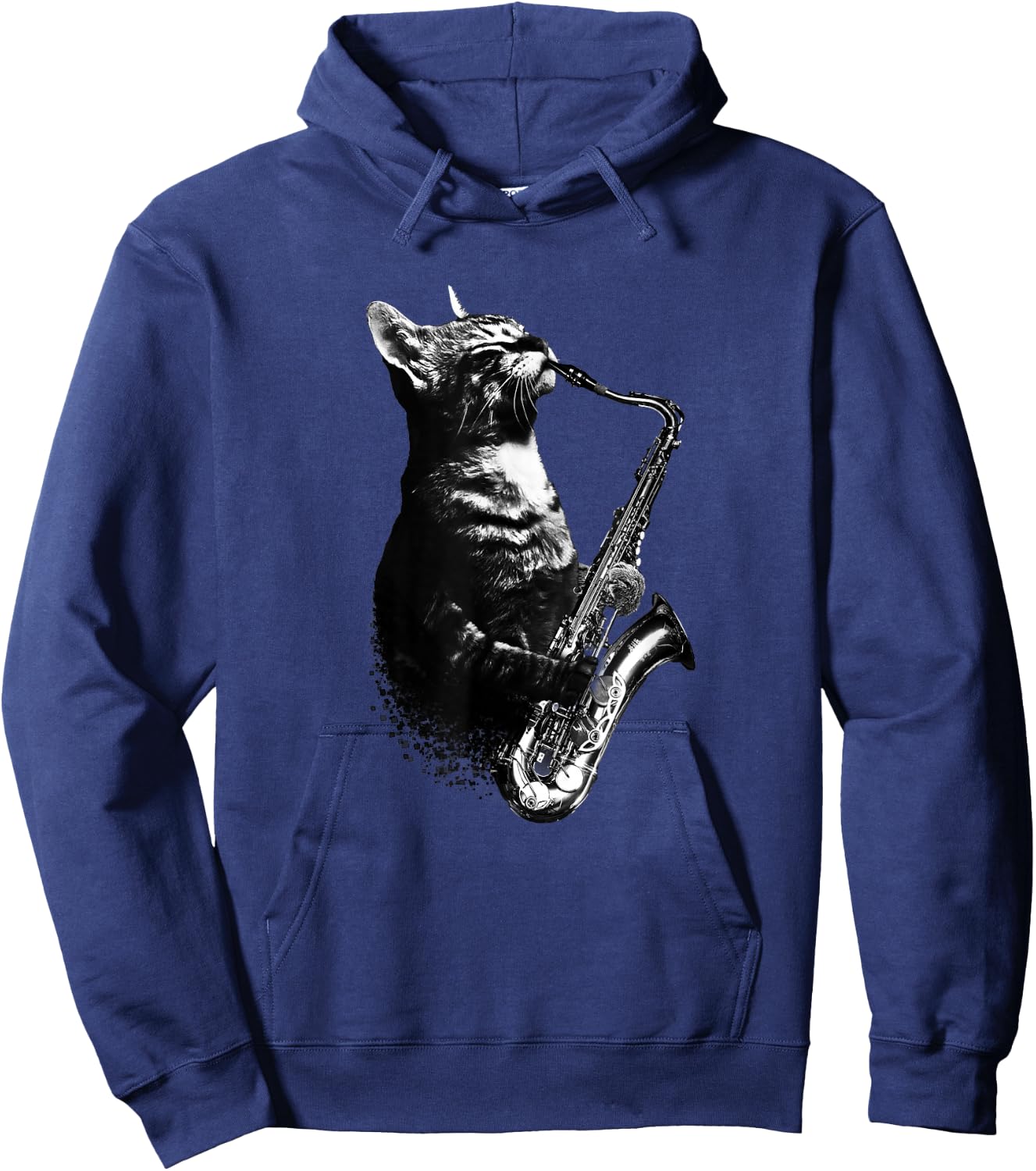Cat Playing Saxophone Funny Cat Jazz Sax Music Saxophonist Hoodie - Hoodie | Navy