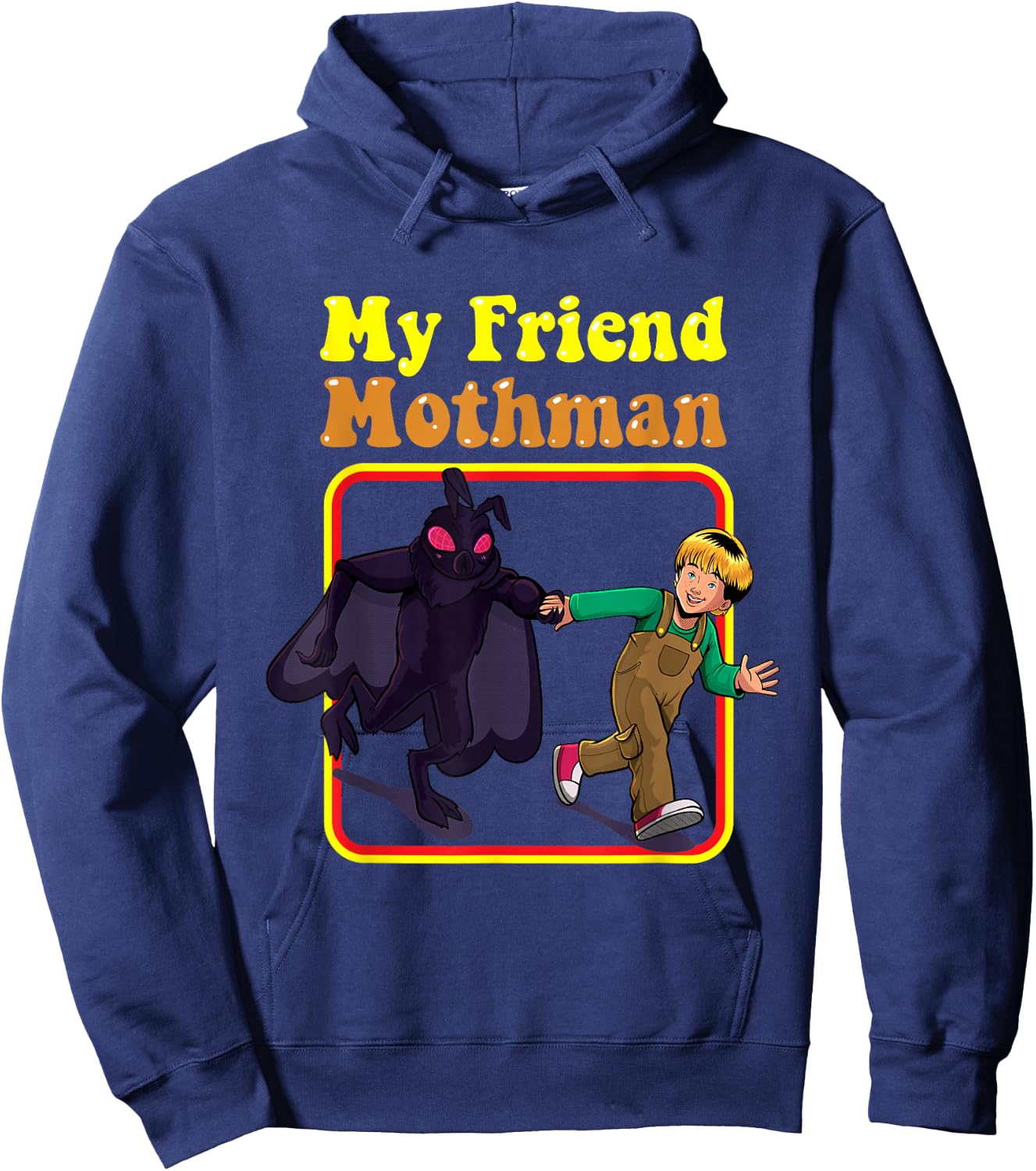 My Friend Mothman Funny Retro Cryptid Creatures Monster Kids Hoodie - Hoodie | Navy