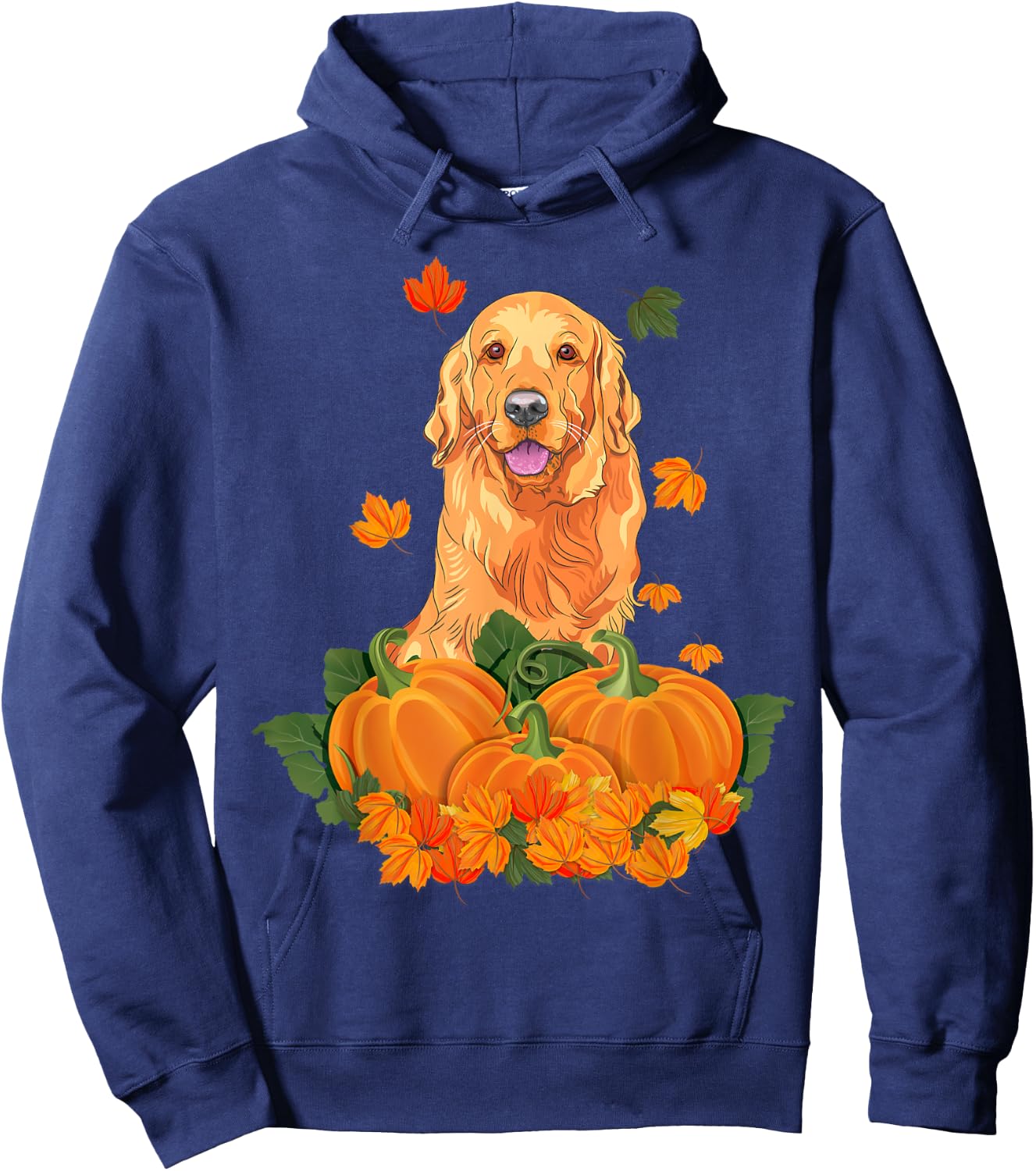 Golden Retriever Thanksgiving Pumpkin Fall Gift Hoodie - Hoodie | Navy