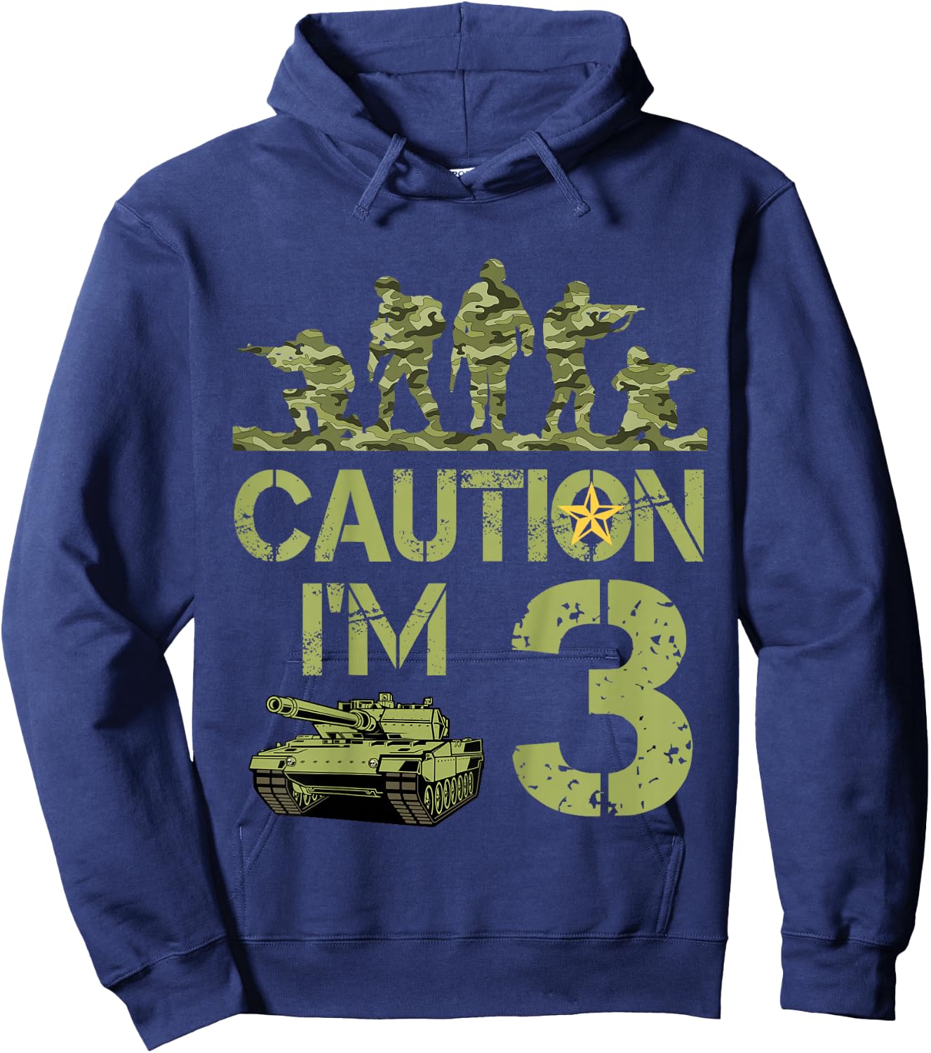 Kids 3rd Birthday Military I'm 3 Year Old Soldier Camo 3 Birthday Hoodie - Hoodie | Navy