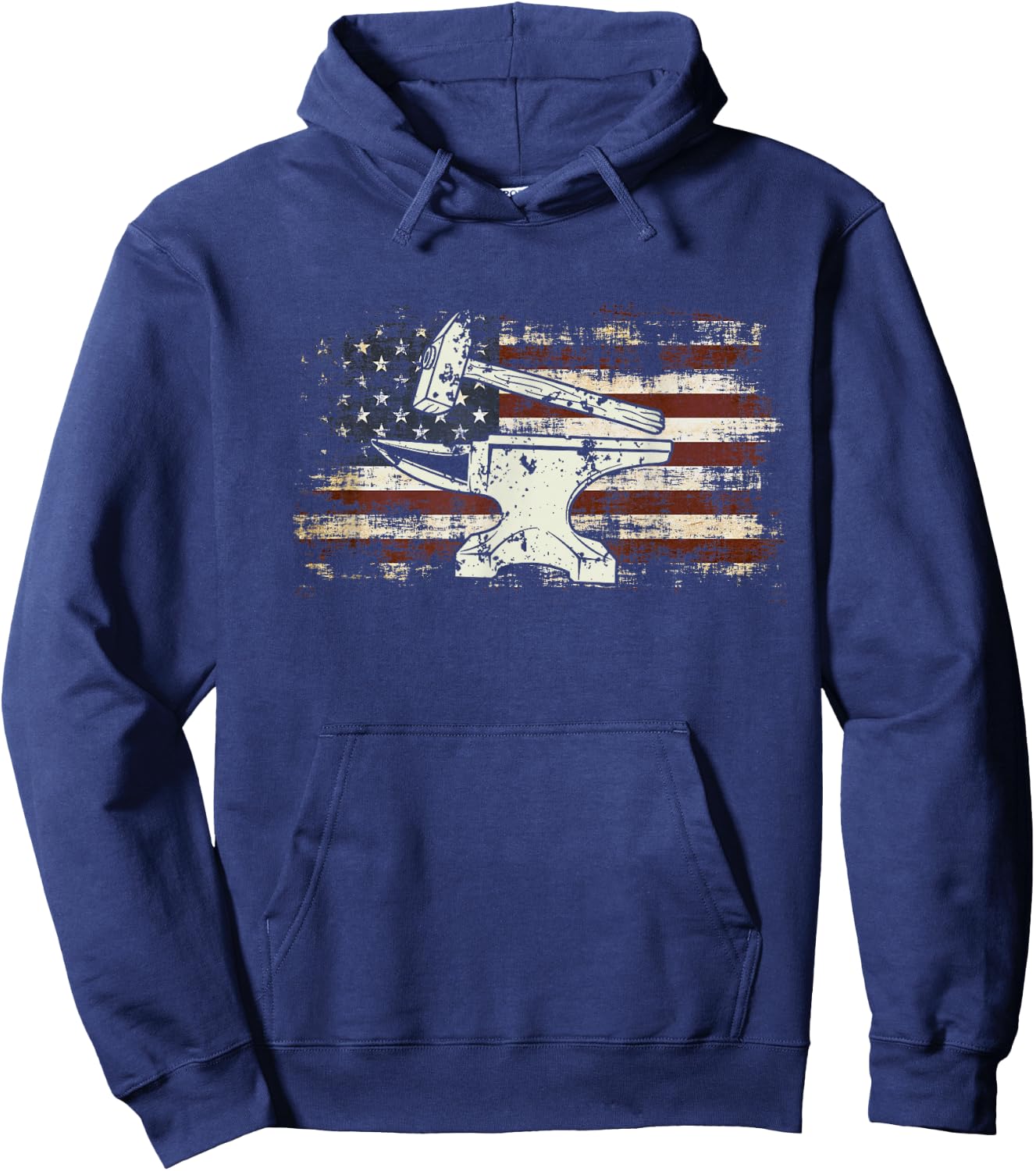 Schmiedegeschenke Patriotic American Flag Forging Hoodie - Hoodie | Navy