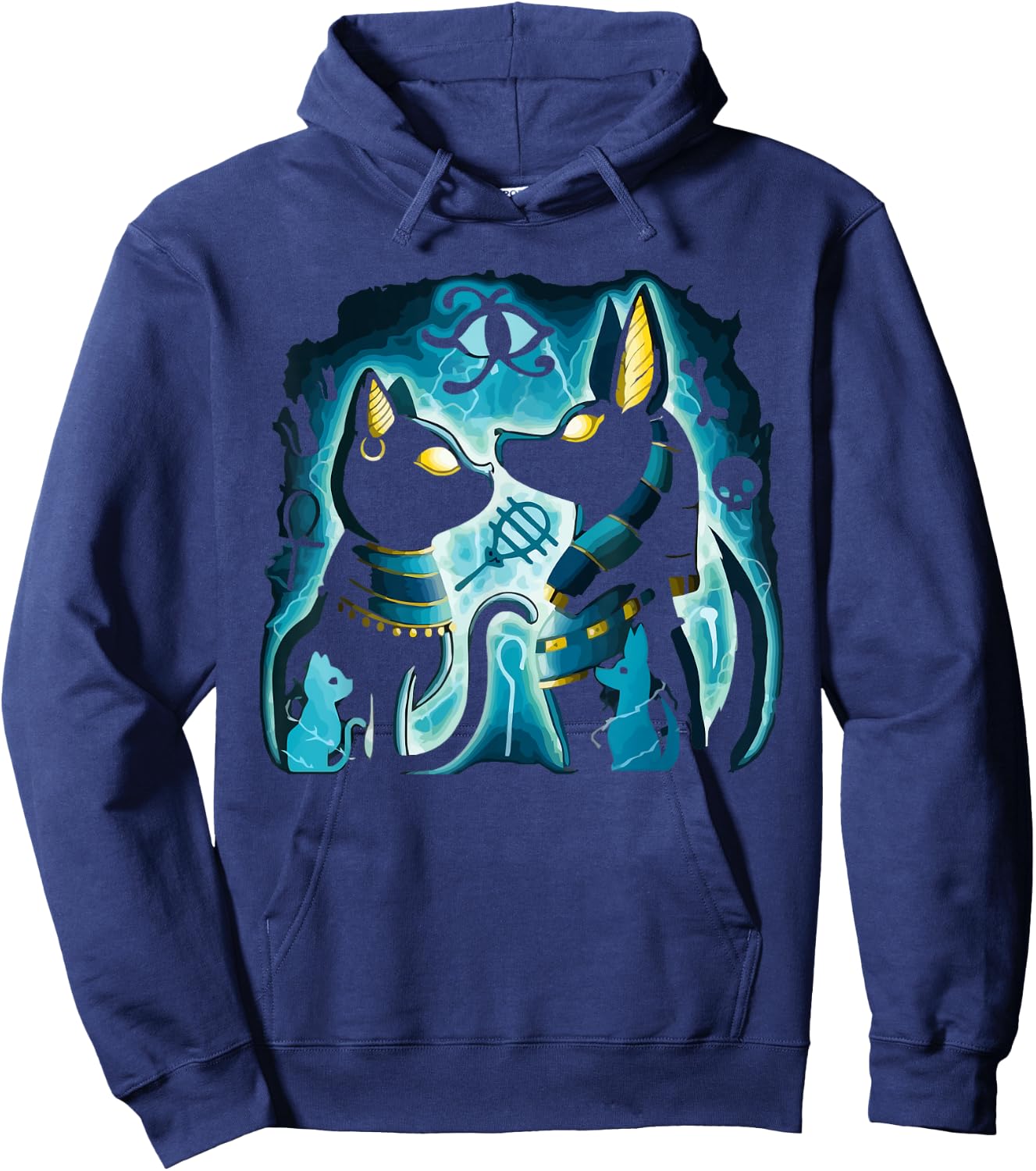 Anubis and Bastet ancient Egyptian god of the afterlife Hoodie - Hoodie | Navy