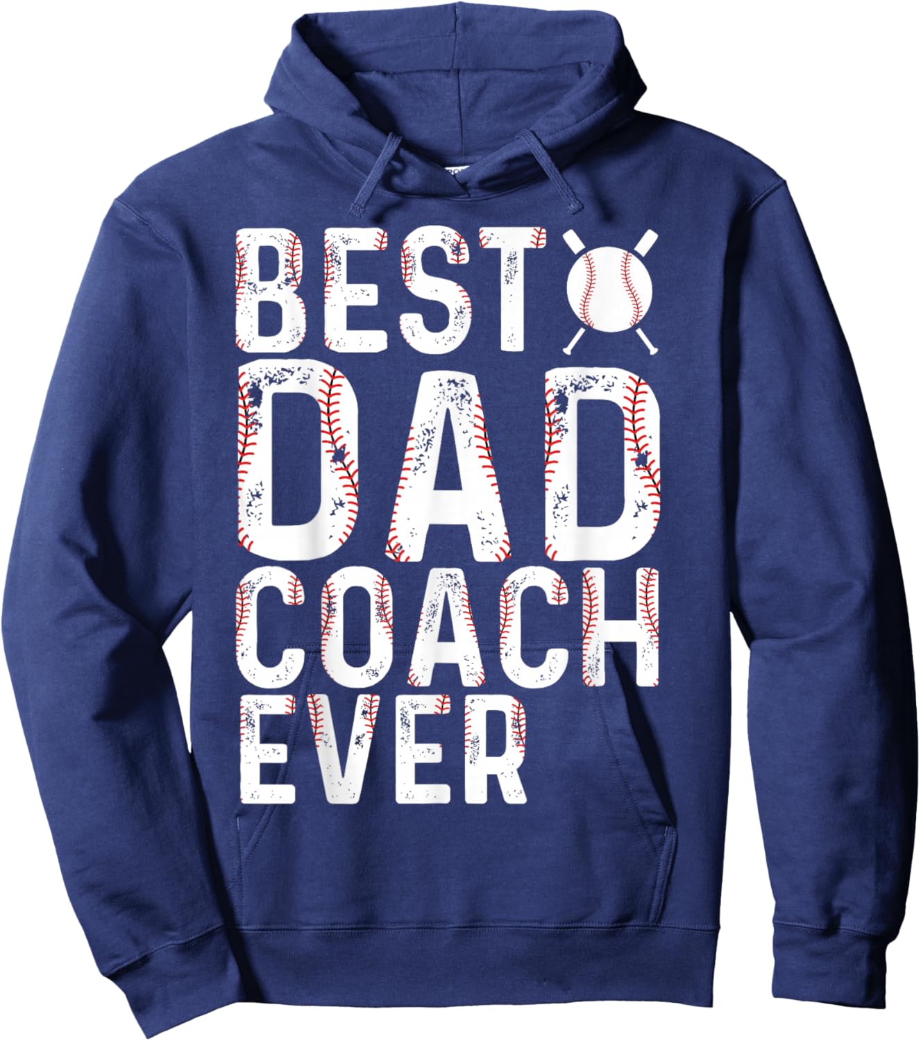 Best Dad Coach Ever Baseball Fathers Day Baseball Dad Coach Hoodie - Hoodie | Navy