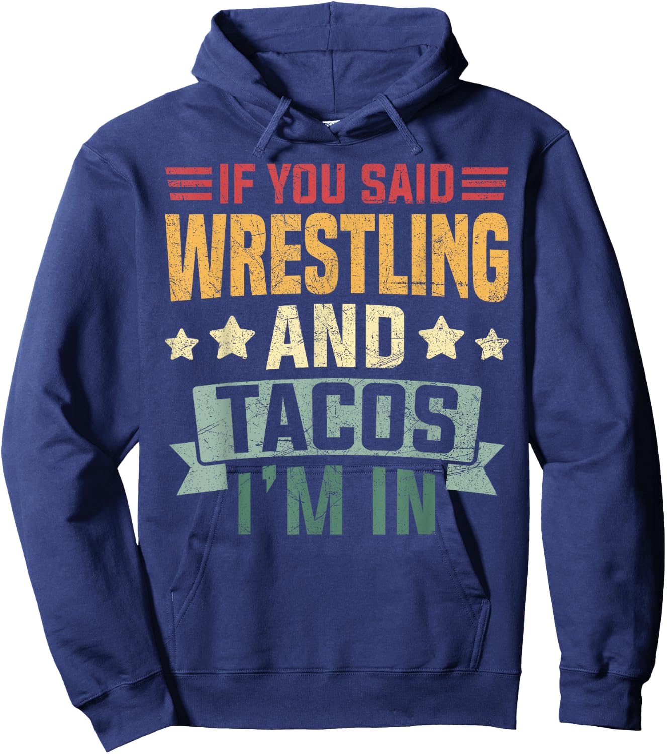 Vintage Funny Wrestling And Tacos Coach Men Boys Hoodie - Hoodie | Navy
