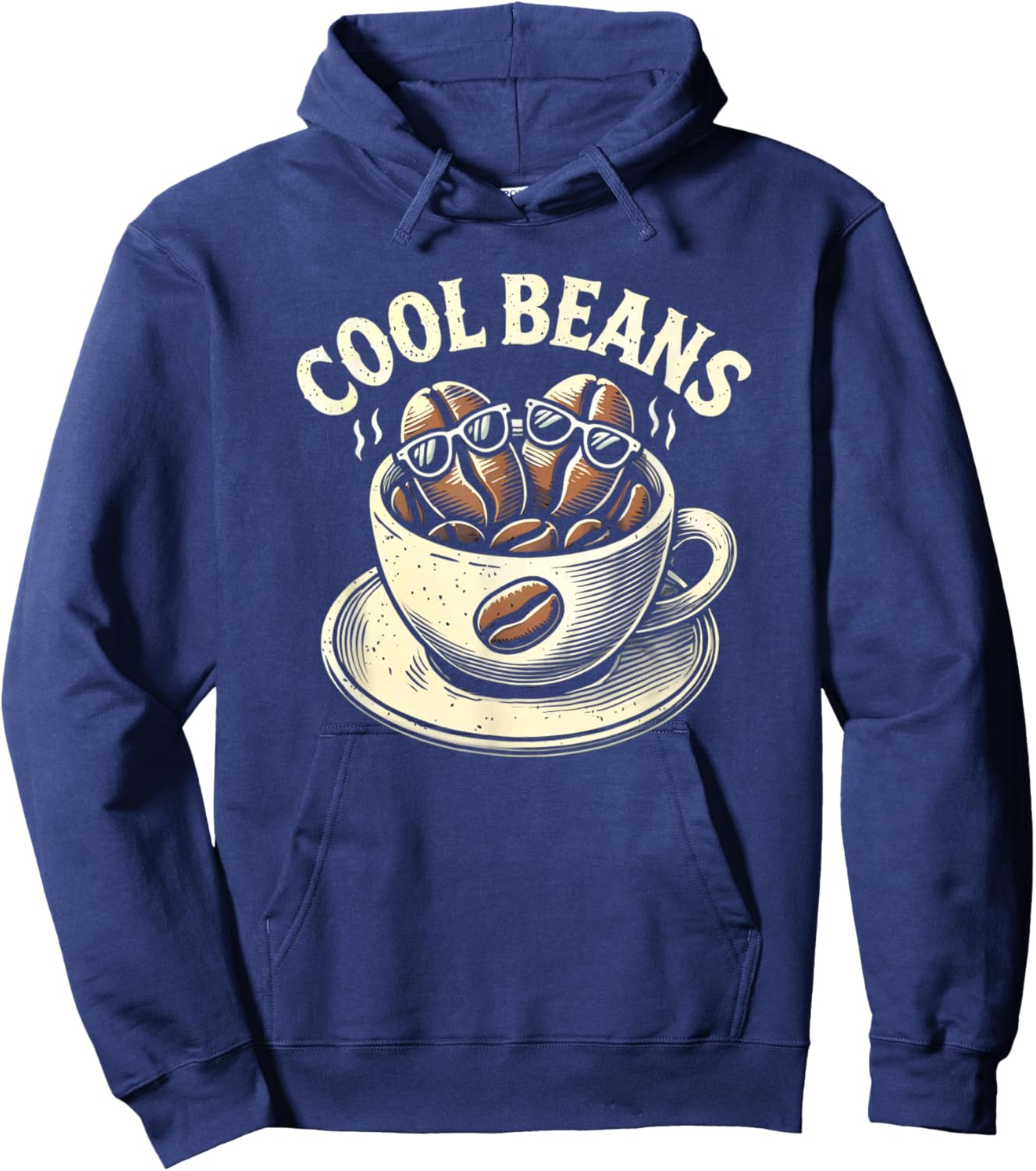 Cool Beans Coffee Caffeine Lover Retro Graphic Novelty Hoodie - Hoodie | Navy