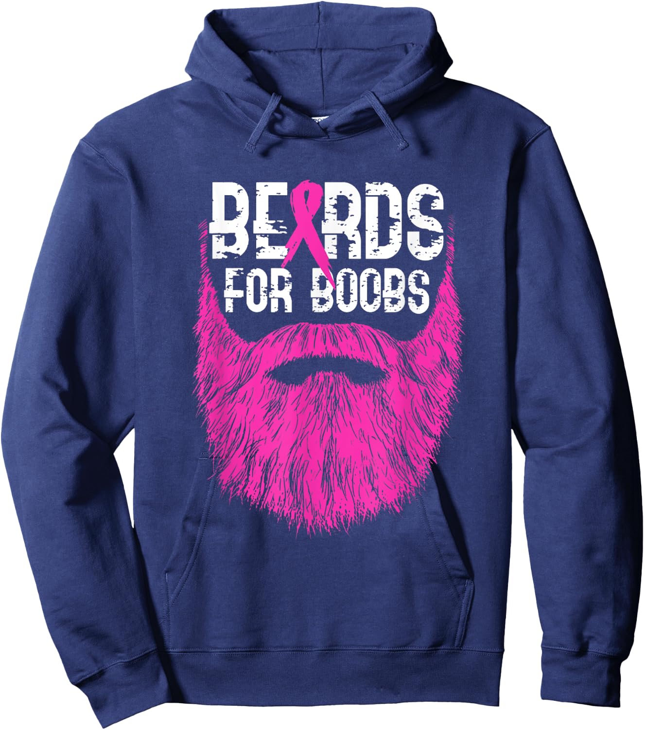 Beards For Boobs Support Breast Cancer Awareness Month Hoodie - Hoodie | Navy