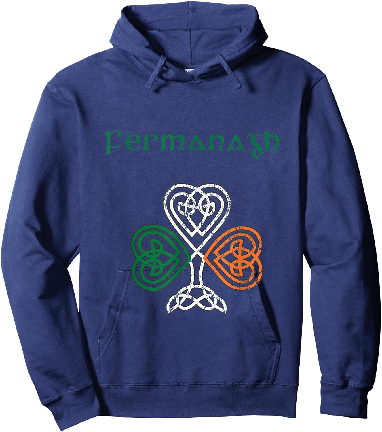 County Fermanagh Shamrock Ireland Flag, craic and ceol Hoodie - Hoodie | Navy