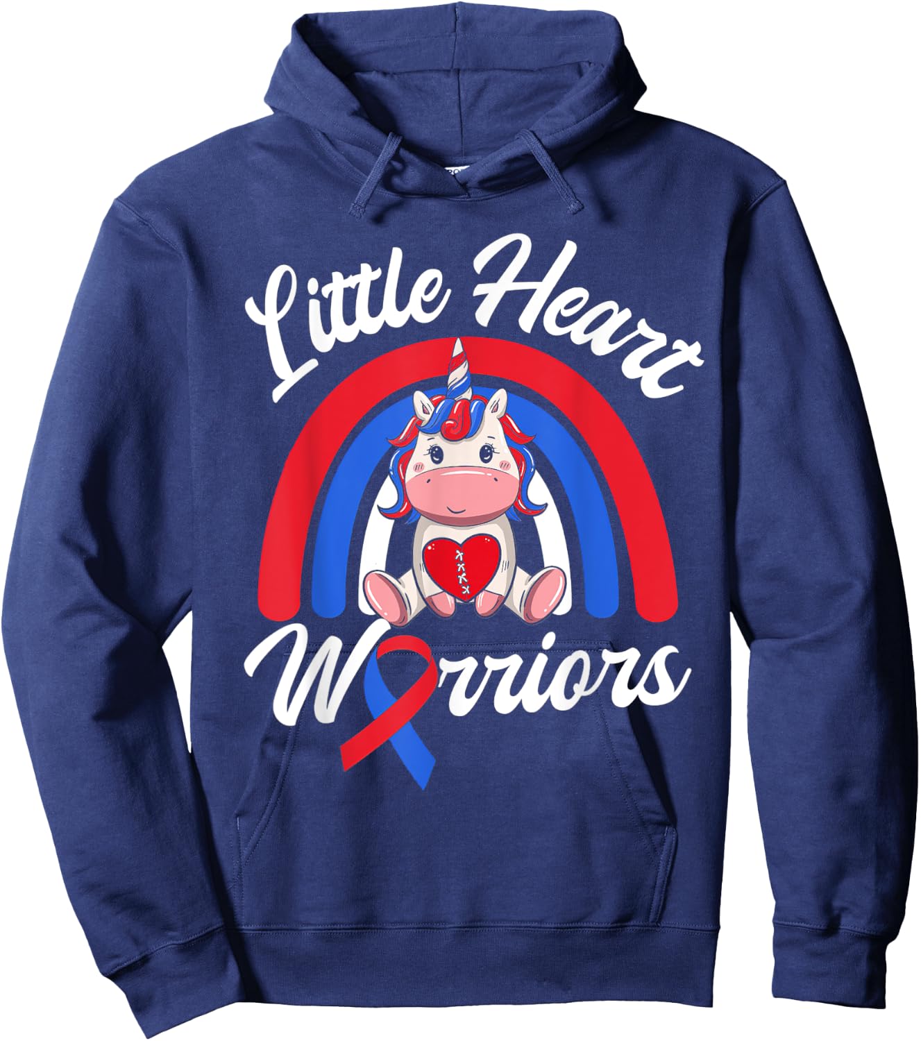 Kids CHD Awareness - Little Heart Warrior Magical Unicorn Hoodie - Hoodie | Navy