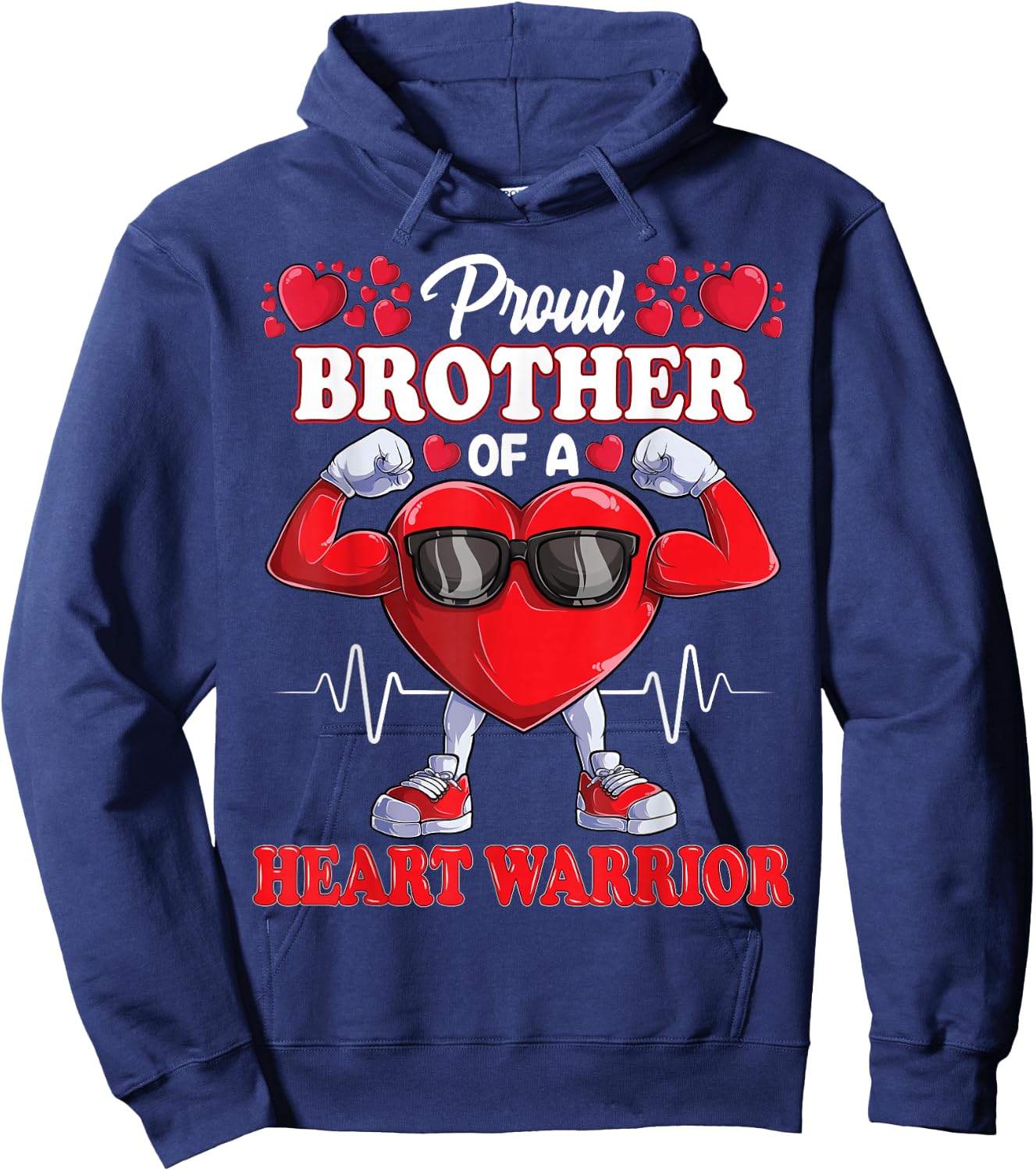 Proud Brother of a Heart Warrior CHD Awareness Hoodie - Hoodie | Navy
