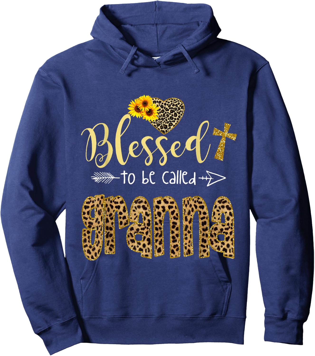 Blessed to be Called Granna Leopard Sunflowers Grandma Women Hoodie - Hoodie | Navy