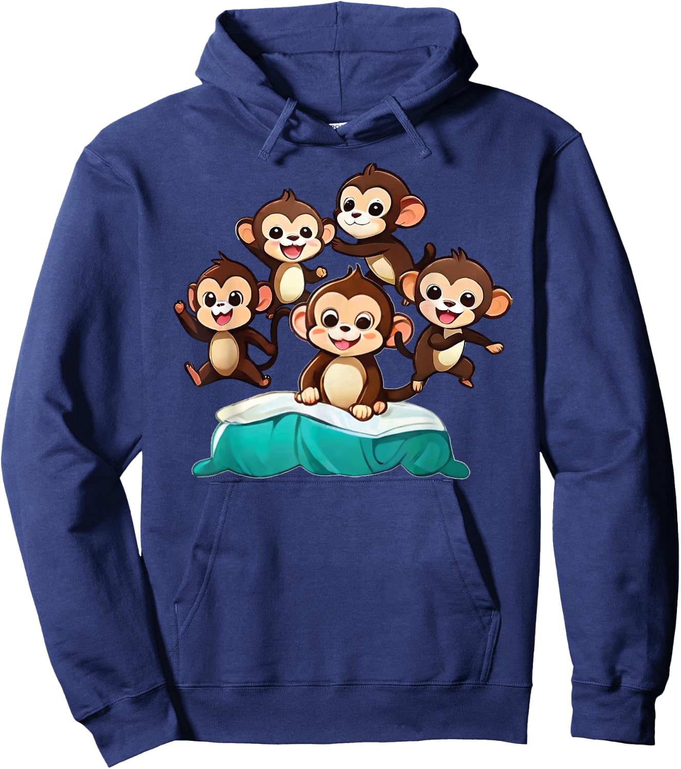 Cool Five Little Monkeys Jumping on The Bed for kids Hoodie - Hoodie | Navy