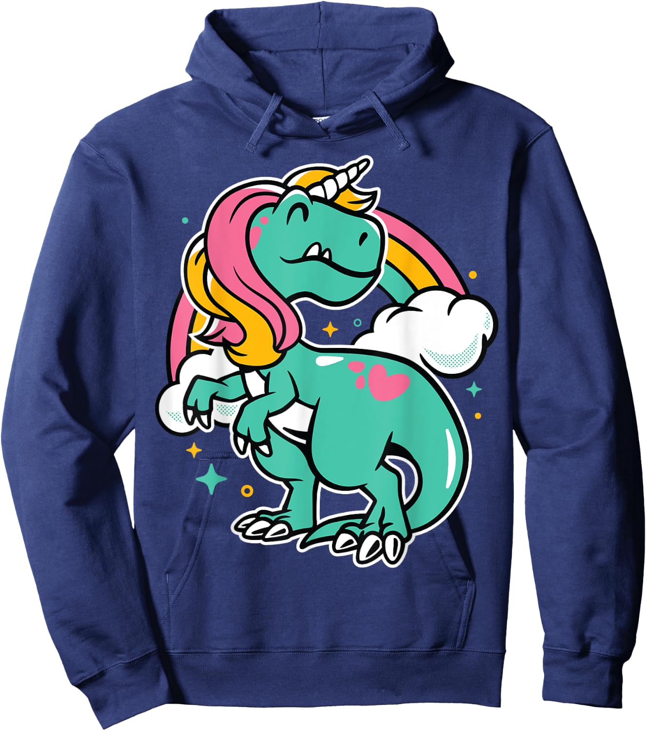 Majestic Unicornasaurus T Rex Unicorn Boys Girls Dinosaur Hoodie - Hoodie | Navy