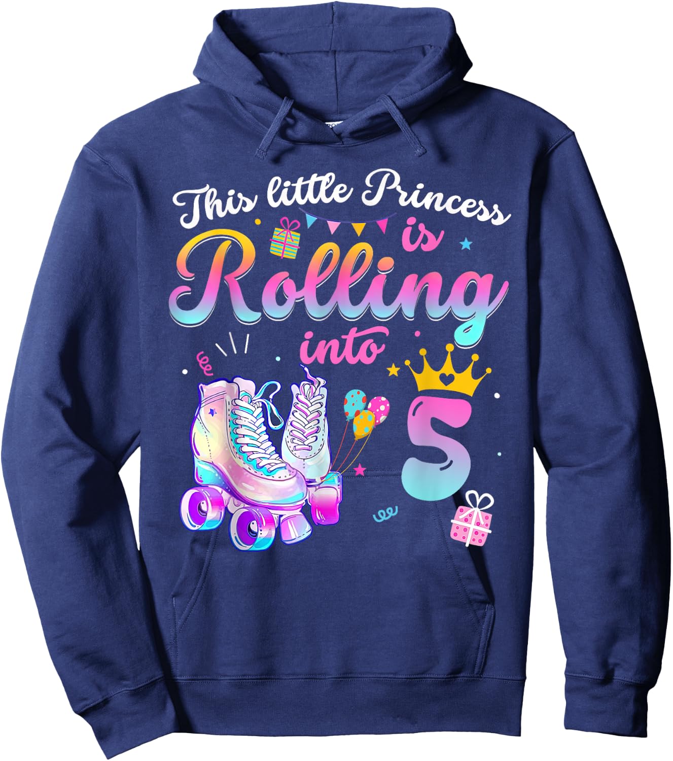 This Little Princess Is Rolling In To 5 Years Old 5th Hoodie - Hoodie | Navy