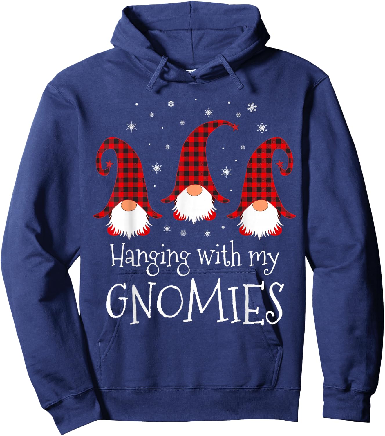 Hanging With My Gnomies Plaid Garden Christmas Gnome Hoodie - Hoodie | Navy
