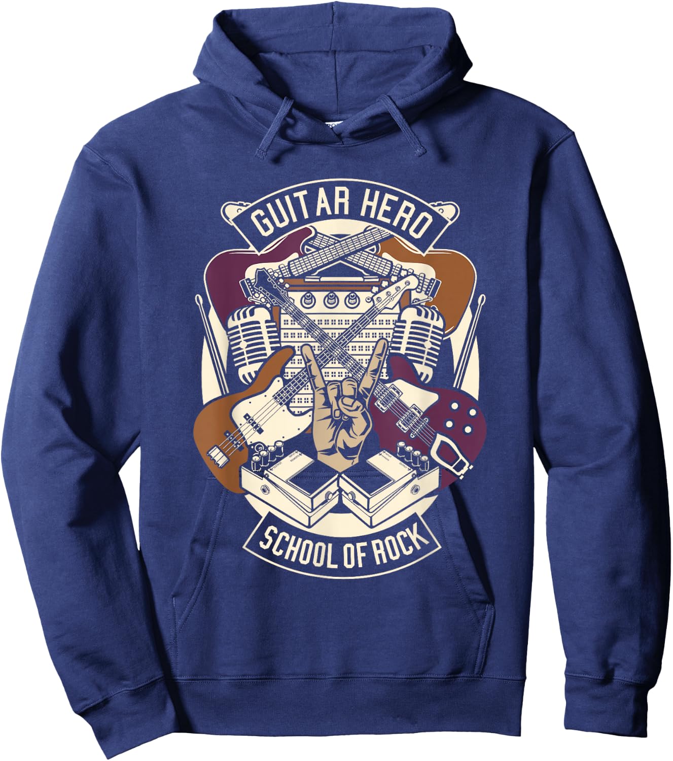Guitar Heroes Schools Of Rock Guitar Lover Guitarist Guitar Hoodie - Hoodie | Navy