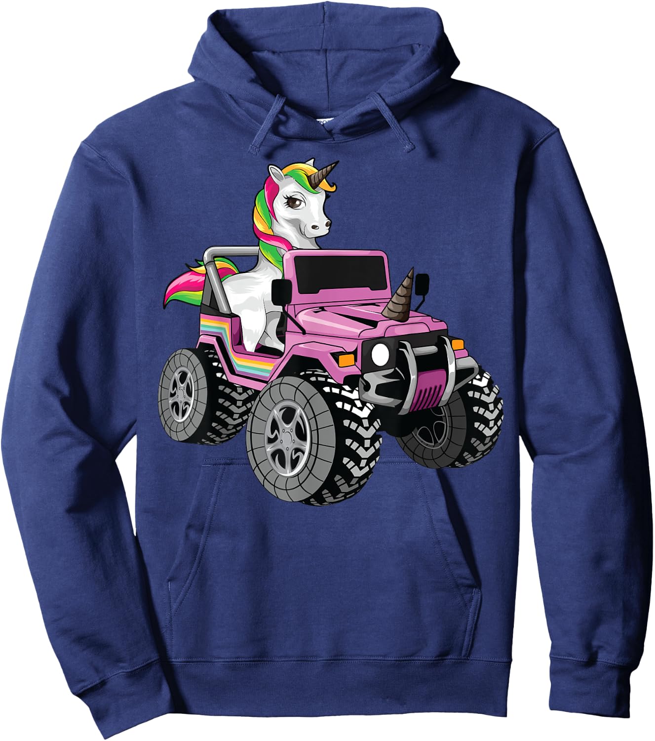 Funny Unicorn Monster Truck Gift Girls Cool Pink Party Hoodie - Hoodie | Navy
