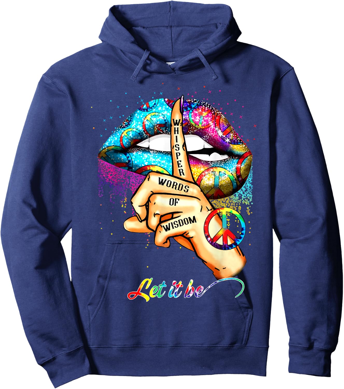Whisper words of wisdom let peace signal let it be Hoodie - Hoodie | Navy