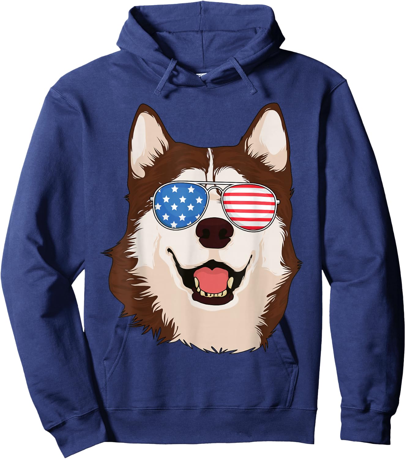 Siberian Husky 4th of July Shirt American Flag Husky Lover Hoodie - Hoodie | Navy