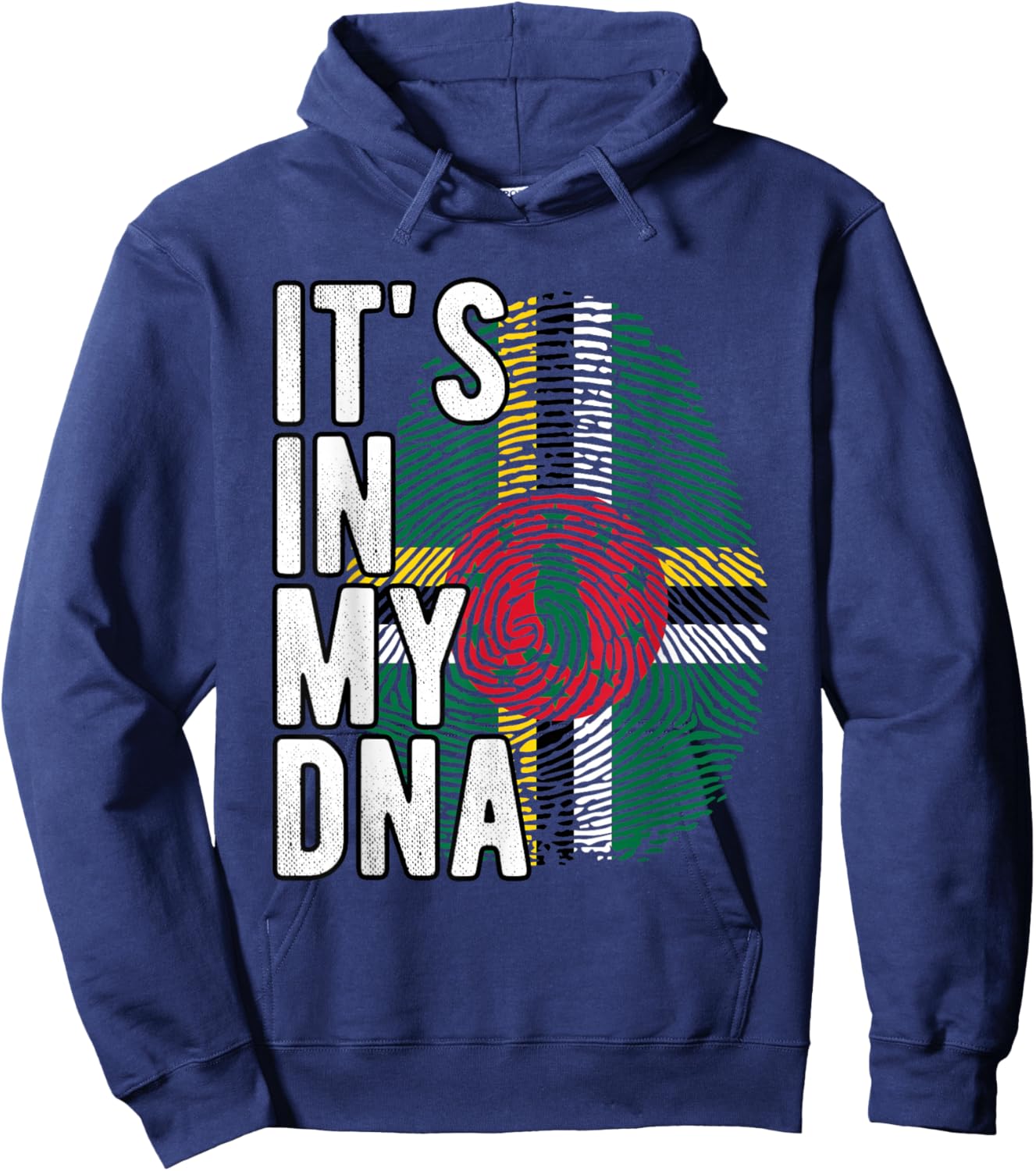 Funny it's in my DNA Dominica flag Fingerprint Hoodie - Hoodie | Navy