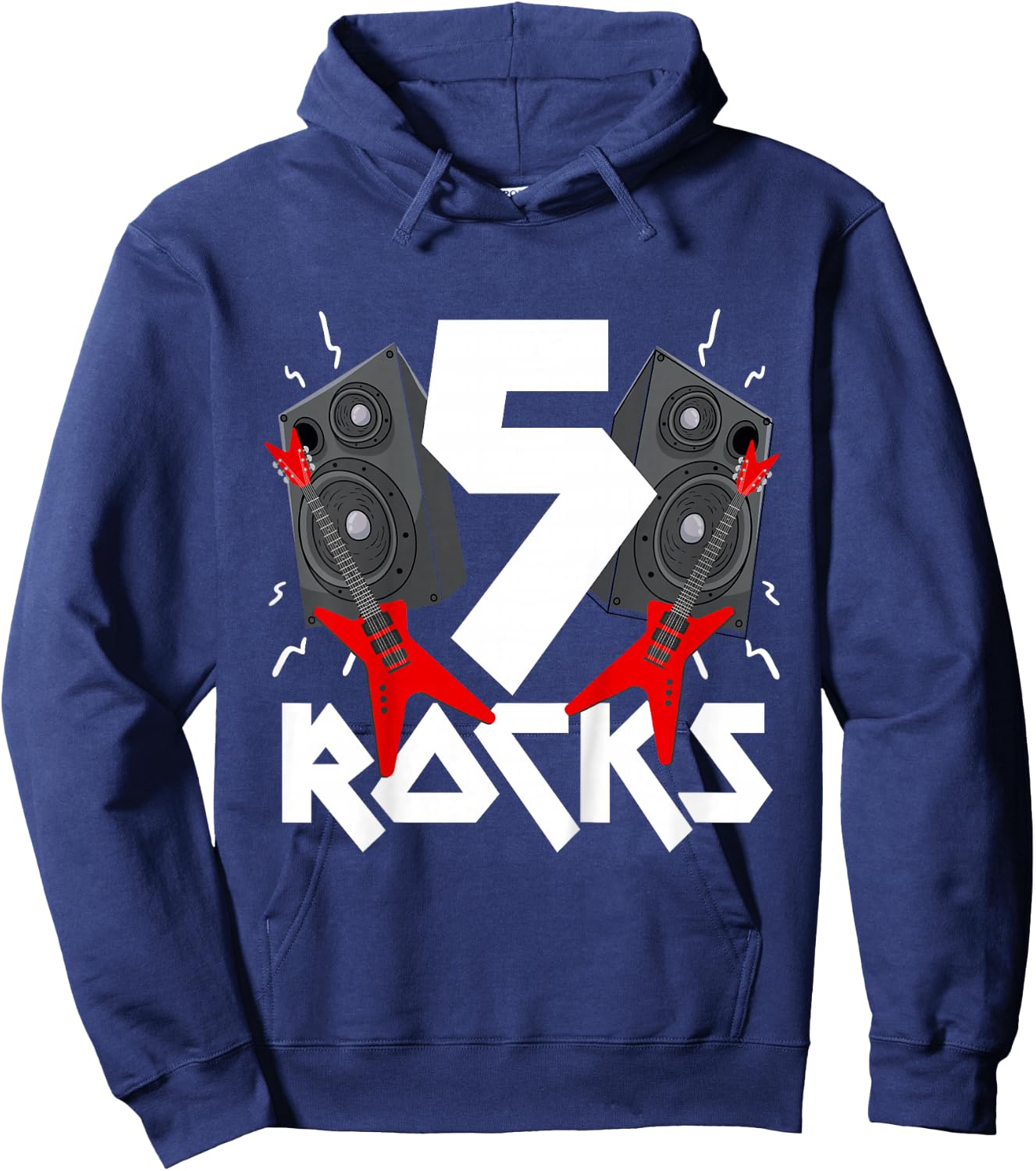 5 Rocks Birthday Party 5 Year Old Rock N Roll Star 5th Gift Hoodie - Hoodie | Navy